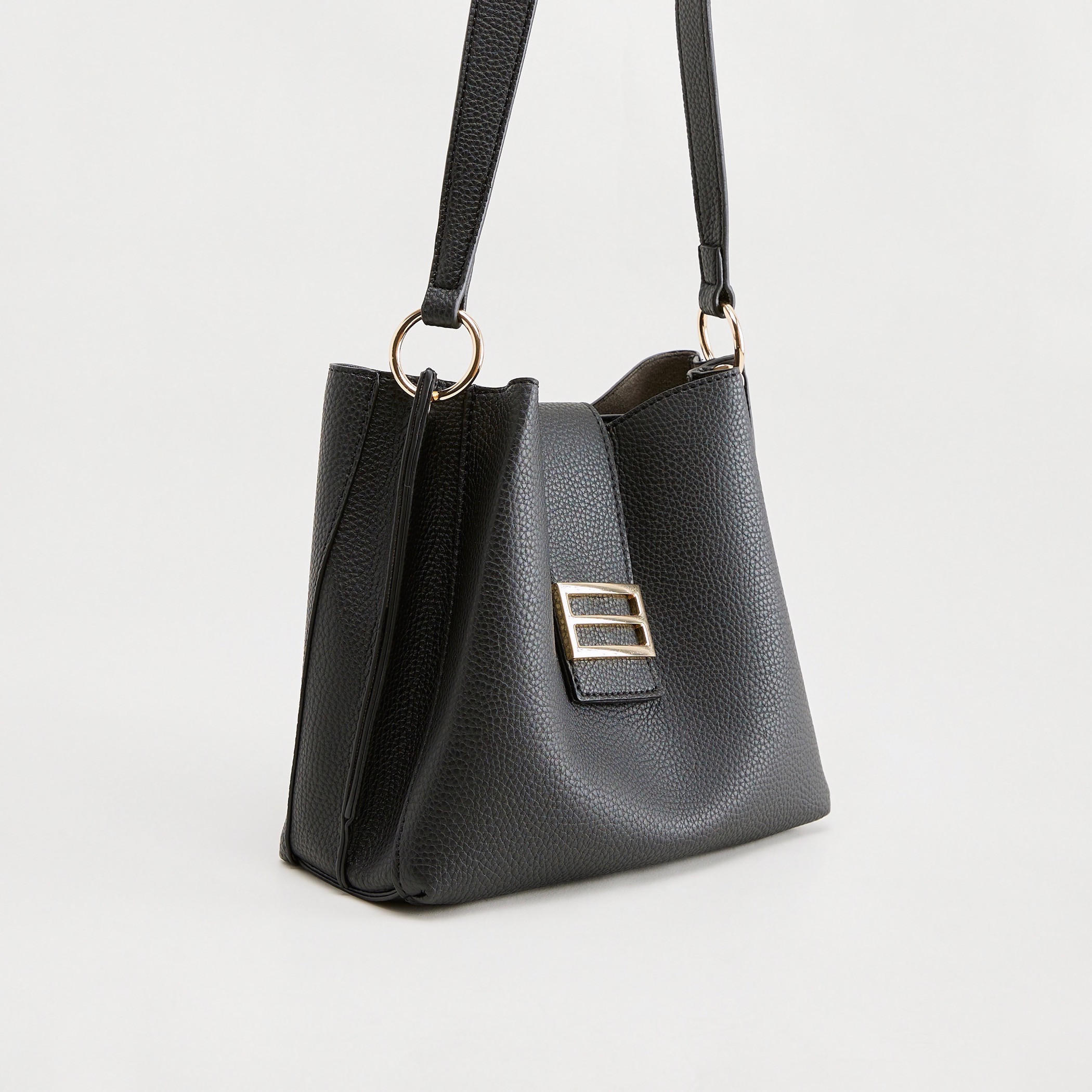 شنطة كتف جلد بارزة الملمس بطيه إغلاق مع زر إغلاق-women-bagsandwallets-handbags-image-3
