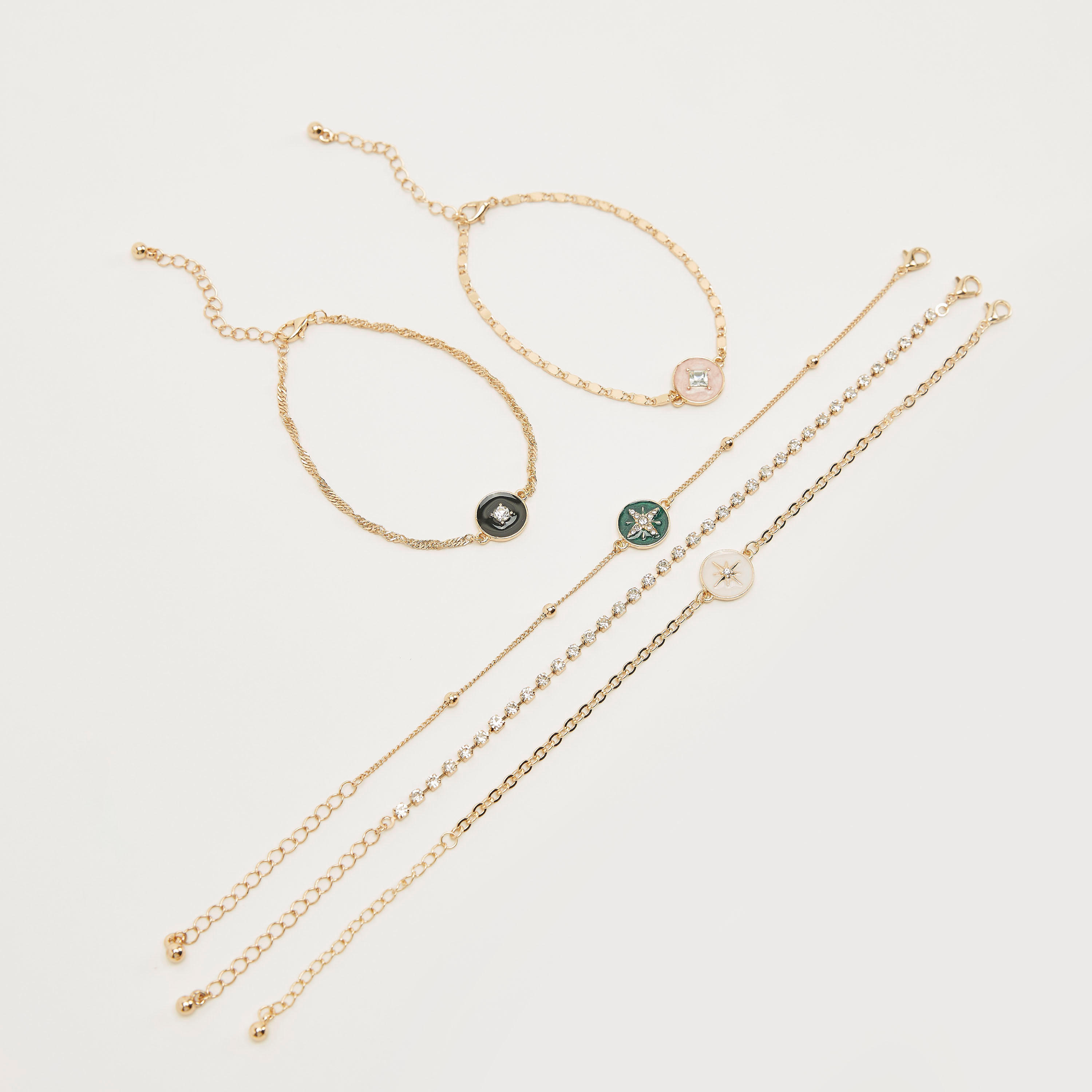 أساور سلسلة متنوعة - طقم من 5 قطع-women-watchesandjewellery-jewellery-banglesandbracelets-image-2