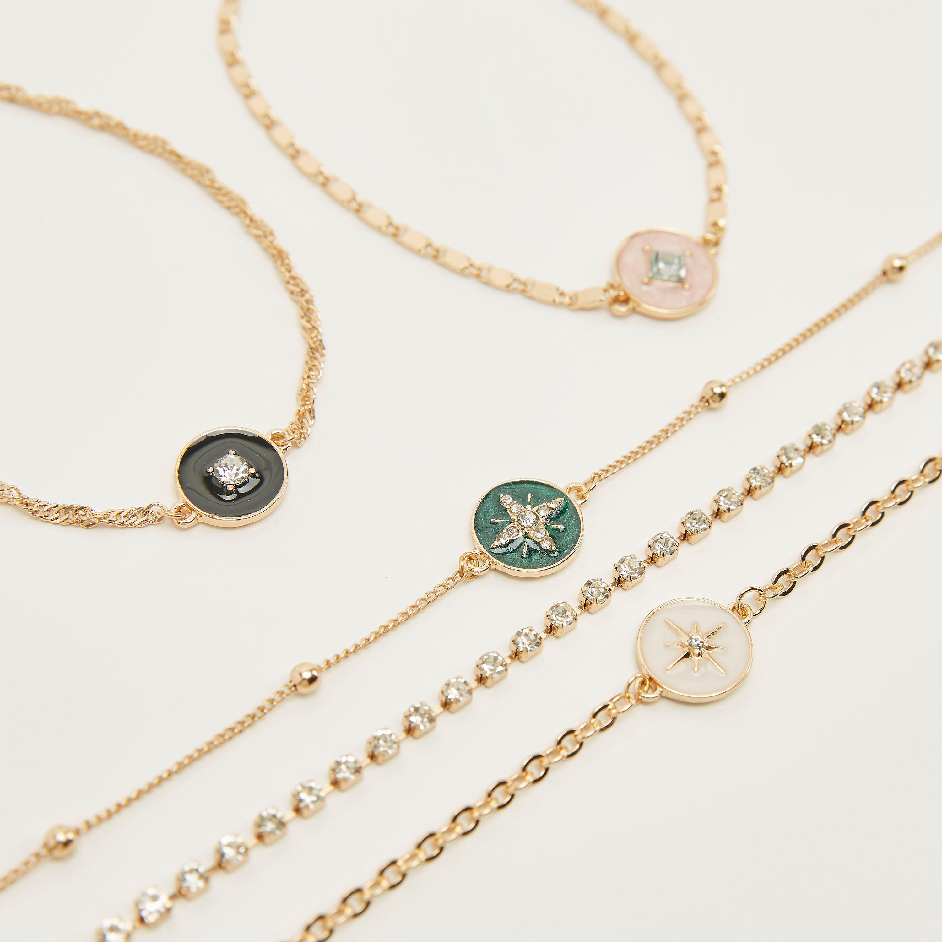 أساور سلسلة متنوعة - طقم من 5 قطع-women-watchesandjewellery-jewellery-banglesandbracelets-image-3