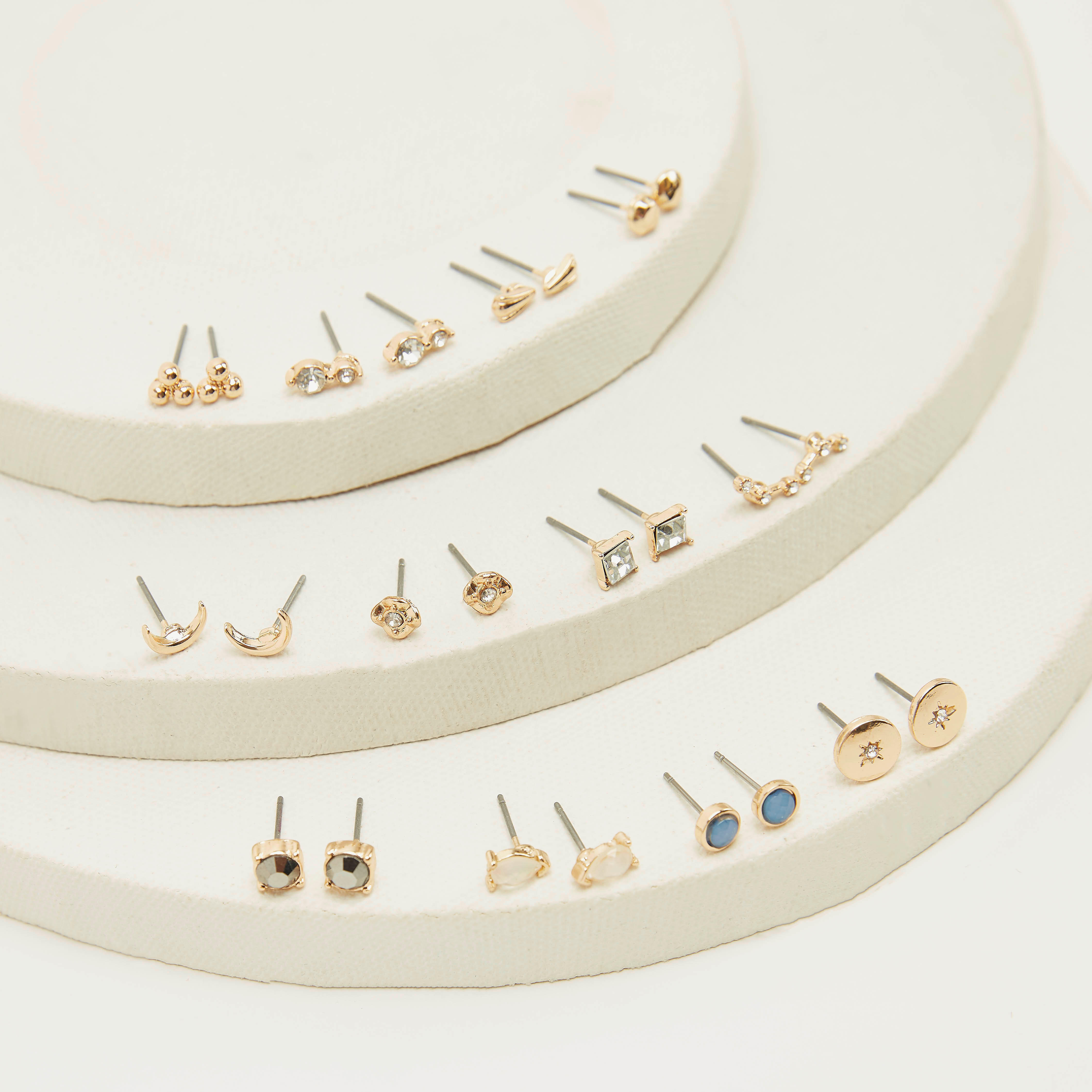 أقراط أزرار متنوعة - طقم من 12 قطعة-women-watchesandjewellery-jewellery-earrings-image-3