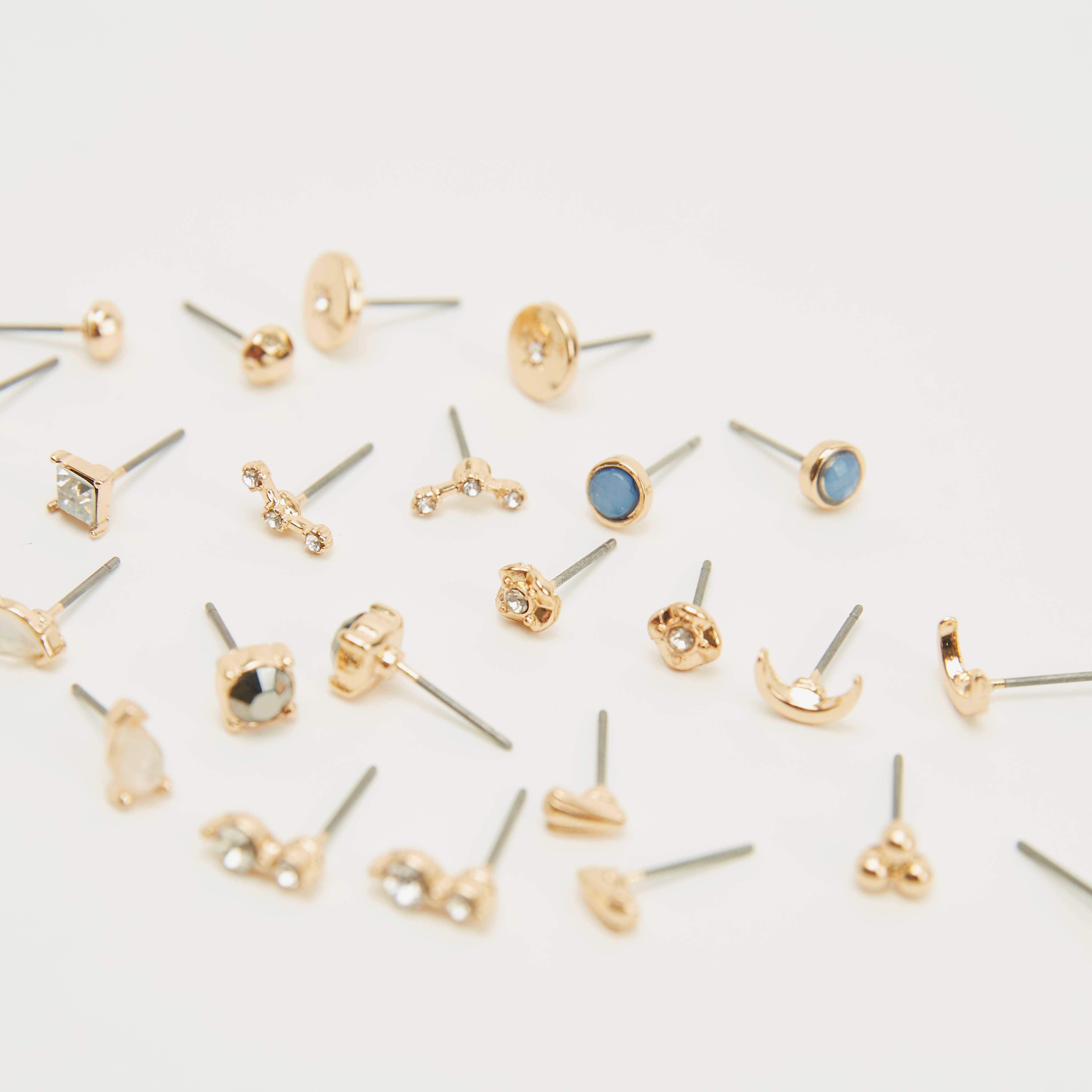 أقراط أزرار متنوعة - طقم من 12 قطعة-women-watchesandjewellery-jewellery-earrings-image-1
