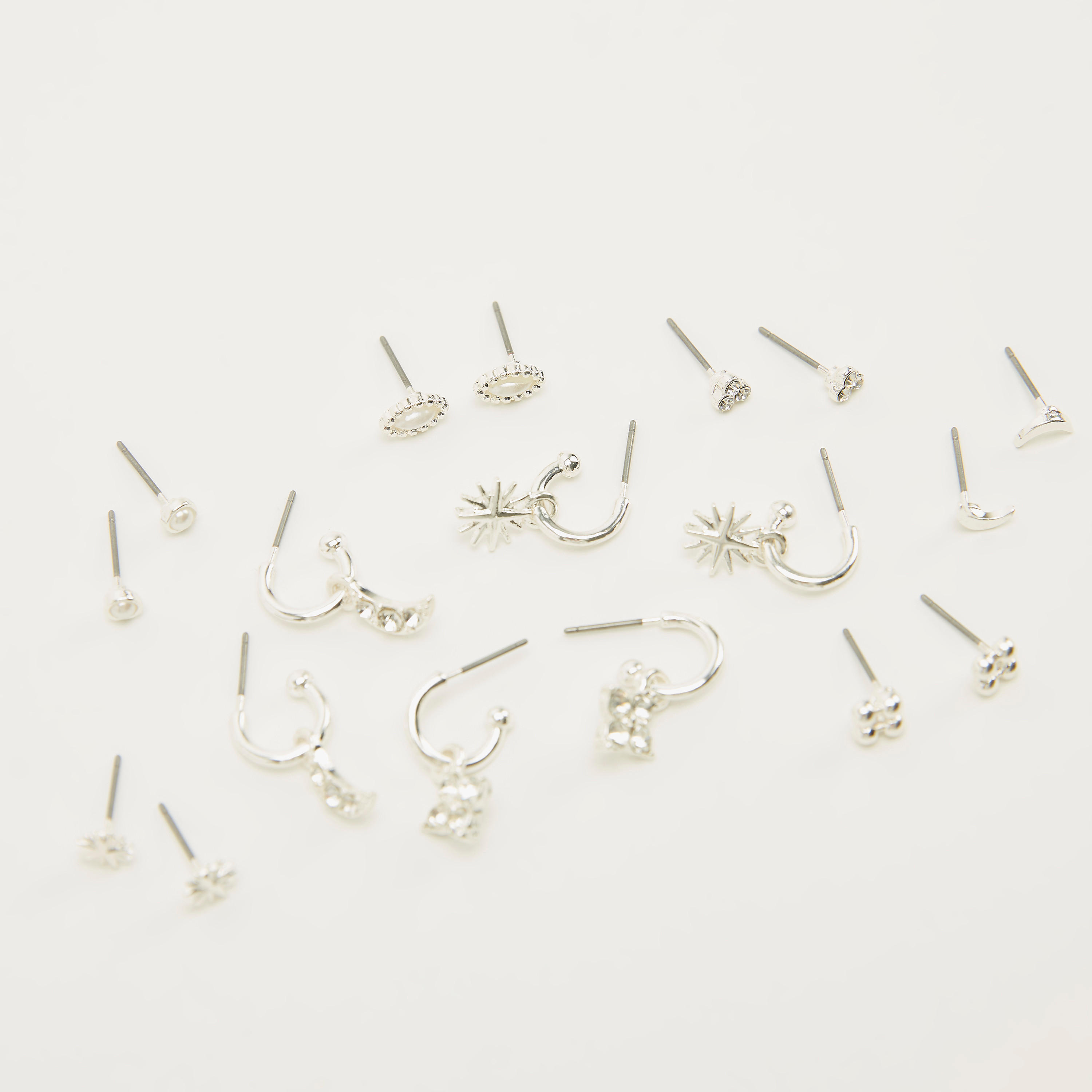 حلقان بمكبس إغلاق خلفي - طقم من 9 أزواج متنوّعة-women-watchesandjewellery-jewellery-earrings-image-2