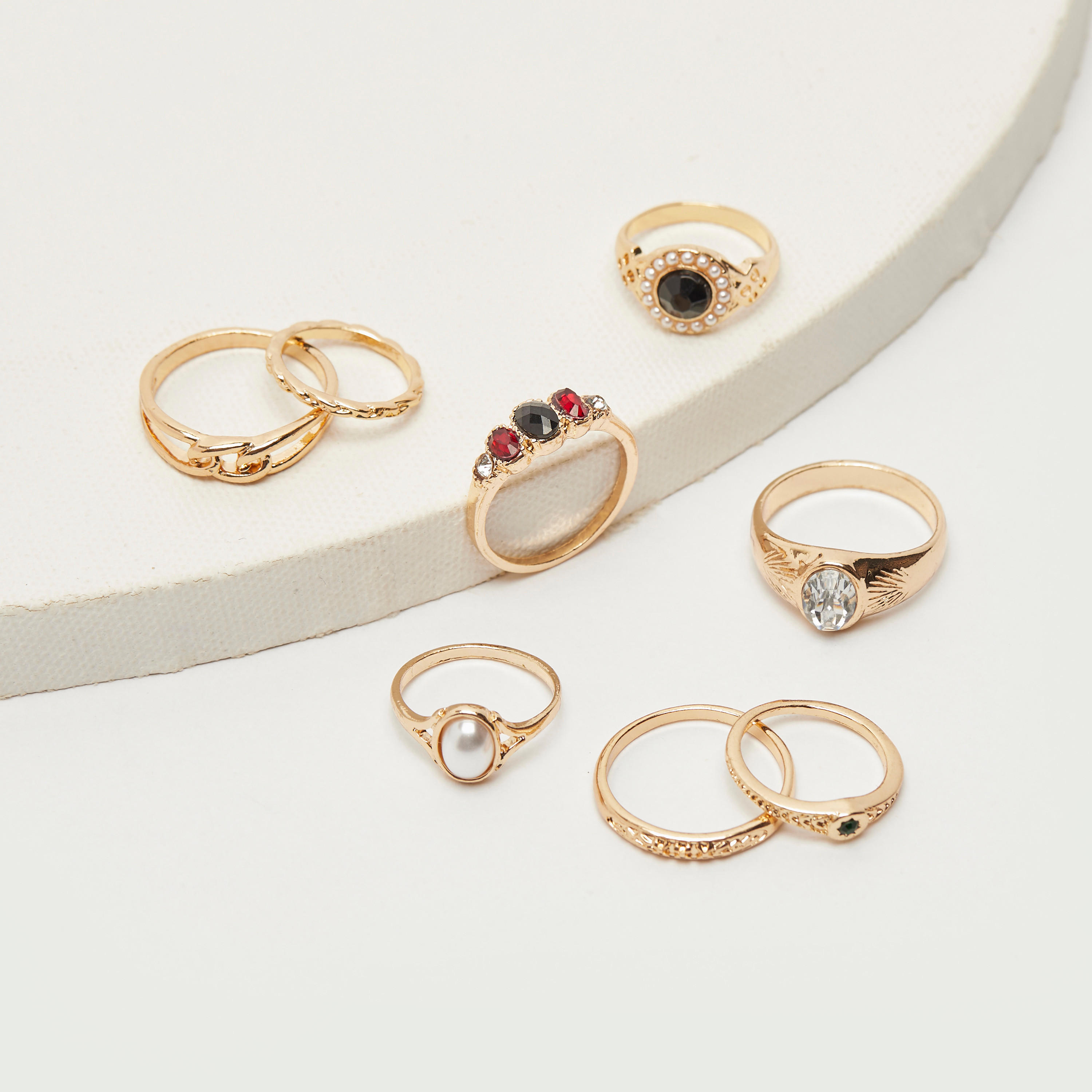 طقم خواتم تكديس متنوّعة - 8 قطع-women-watchesandjewellery-jewellery-rings-image-5