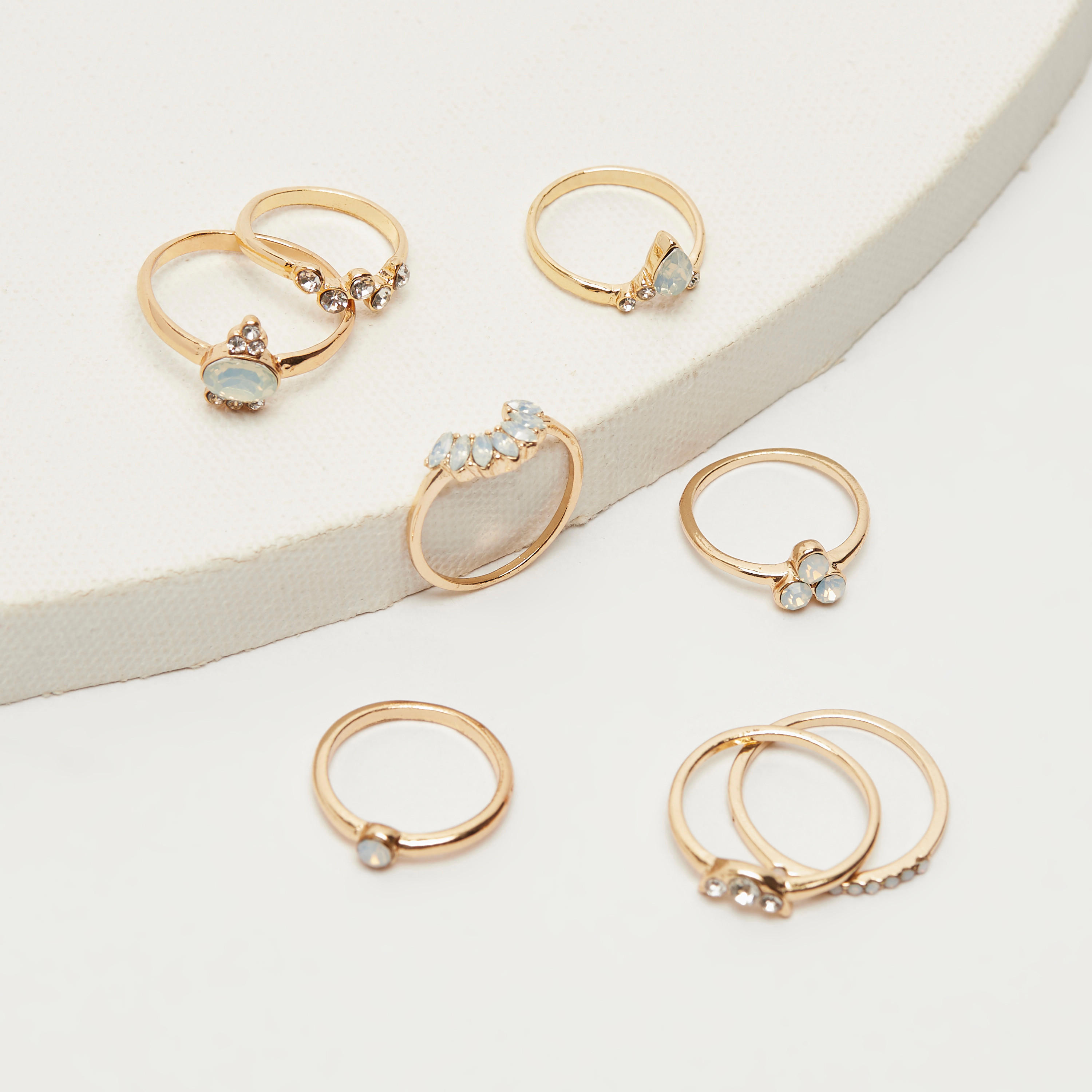 Set of 8 - Embellished Stone Stack Ring-women-watchesandjewellery-jewellery-rings-image-1
