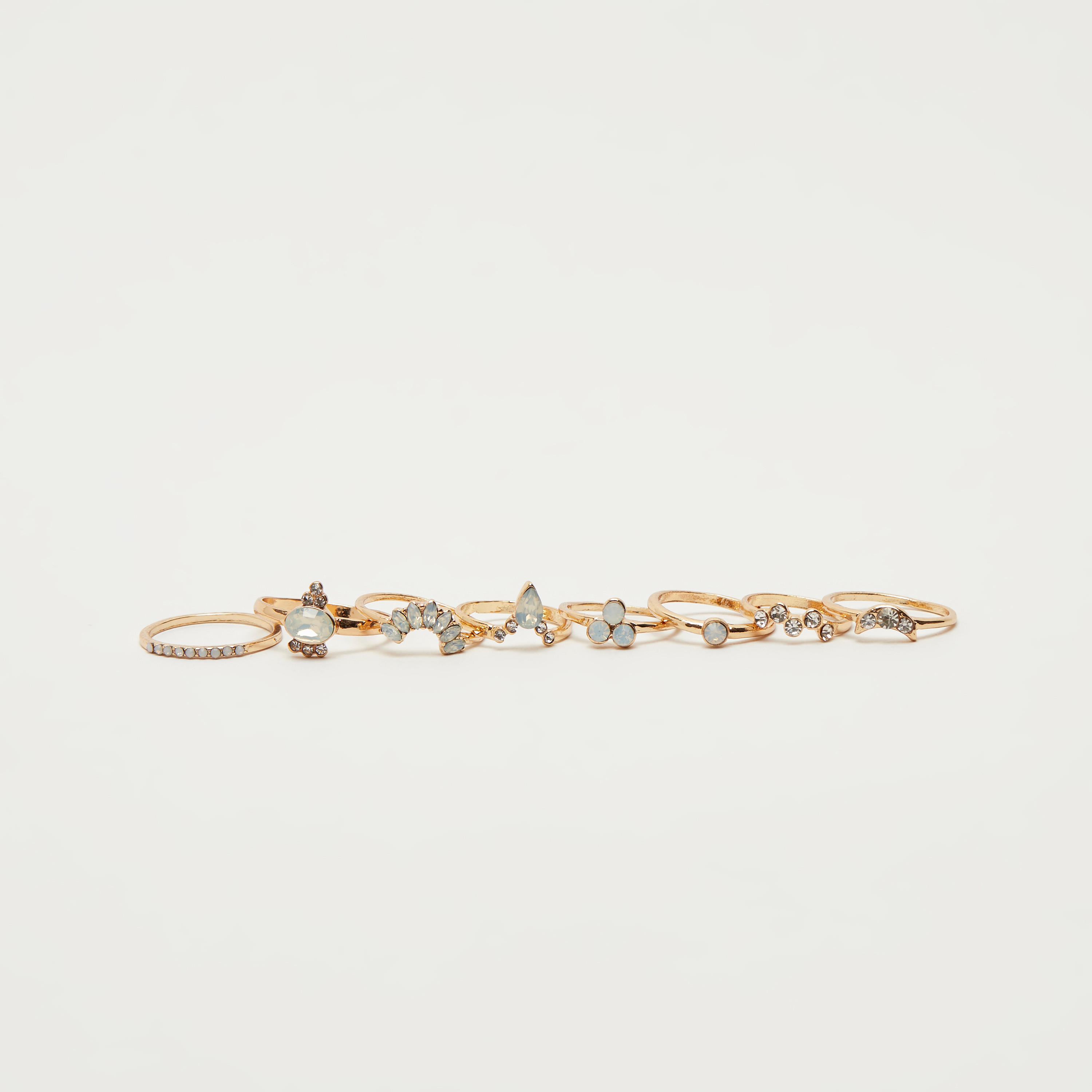 Set of 8 - Embellished Stone Stack Ring-women-watchesandjewellery-jewellery-rings-image-2