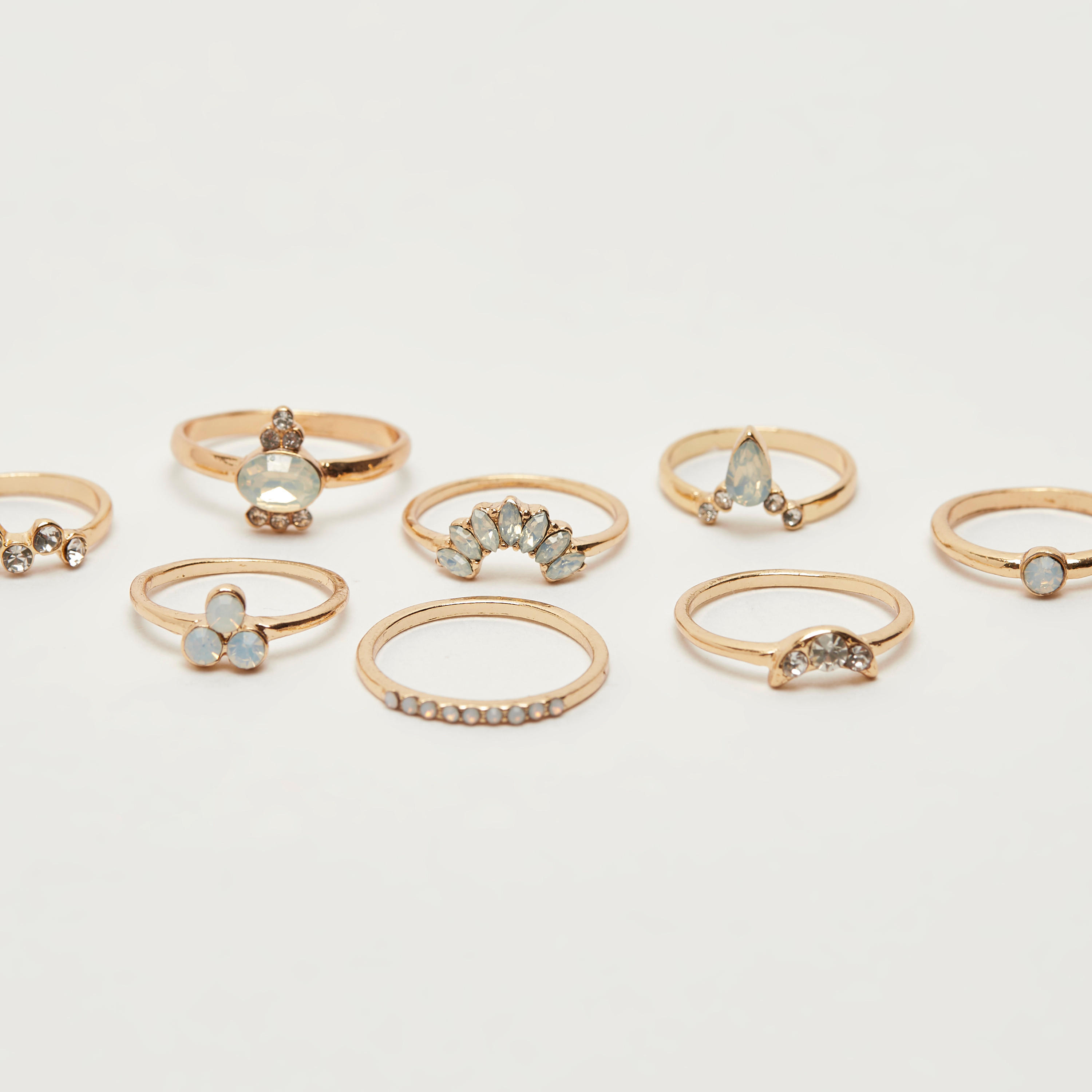 Set of 8 - Embellished Stone Stack Ring-women-watchesandjewellery-jewellery-rings-image-4
