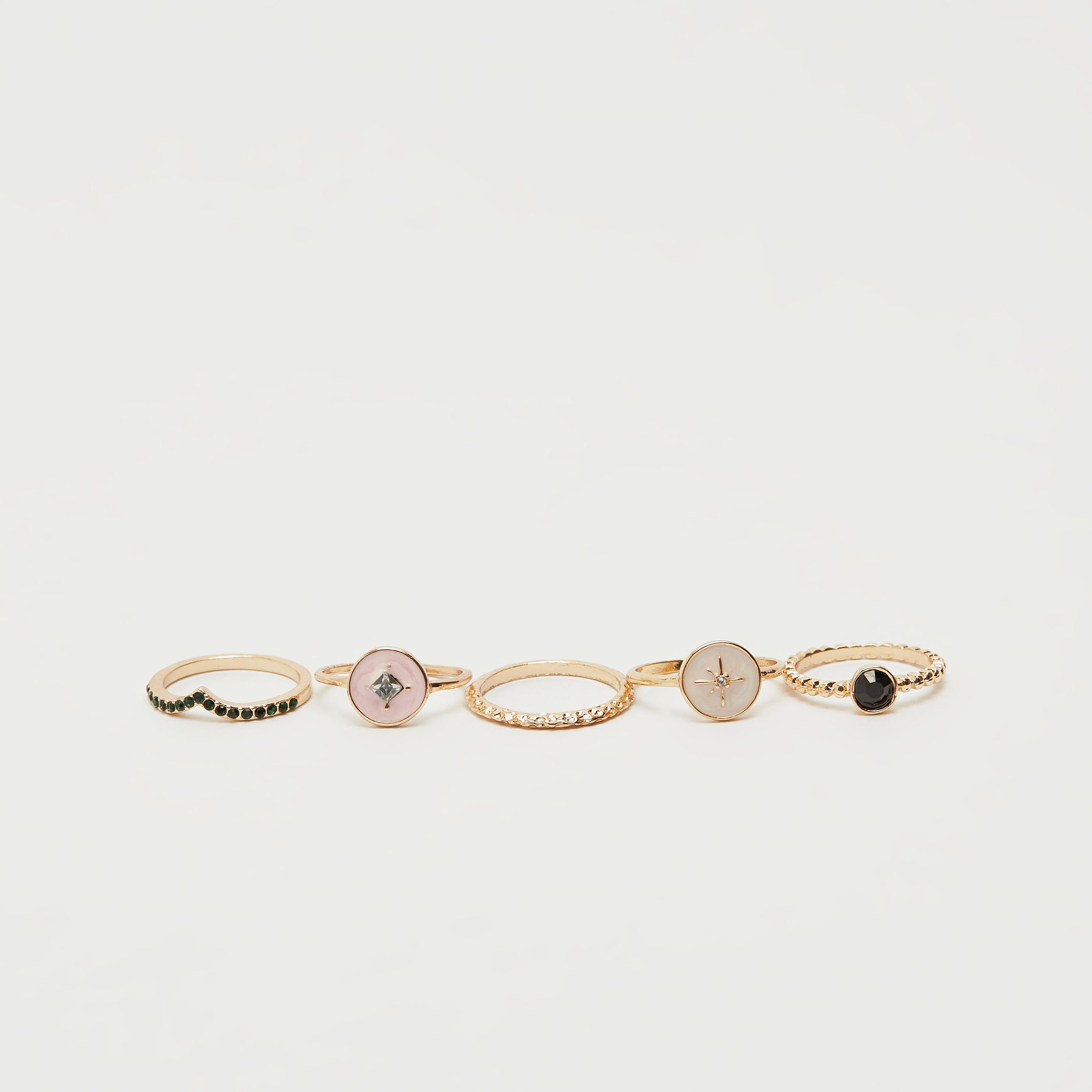 طقم خواتم مزيّنة - 5 قطع-women-watchesandjewellery-jewellery-rings-image-4