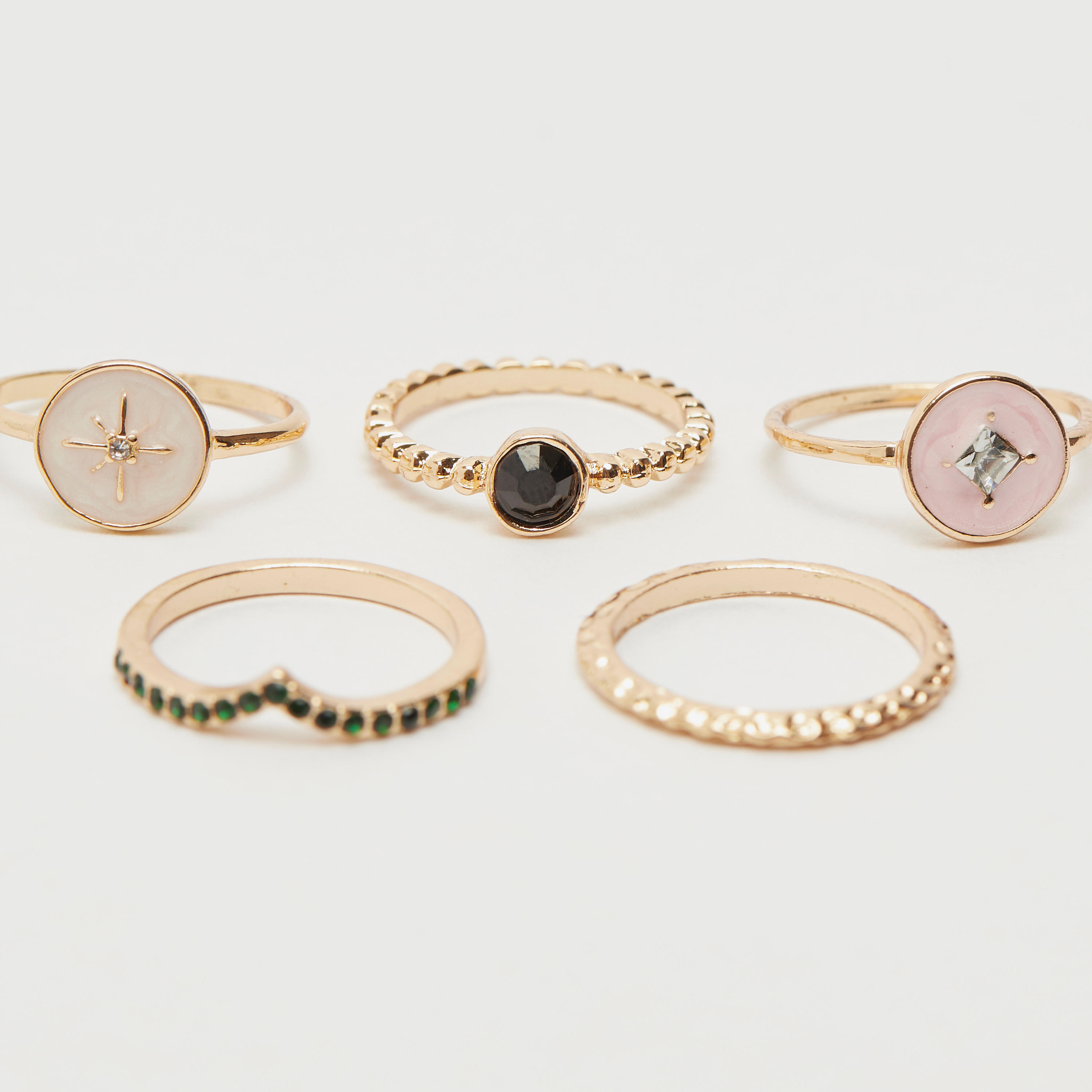 طقم خواتم مزيّنة - 5 قطع-women-watchesandjewellery-jewellery-rings-image-5