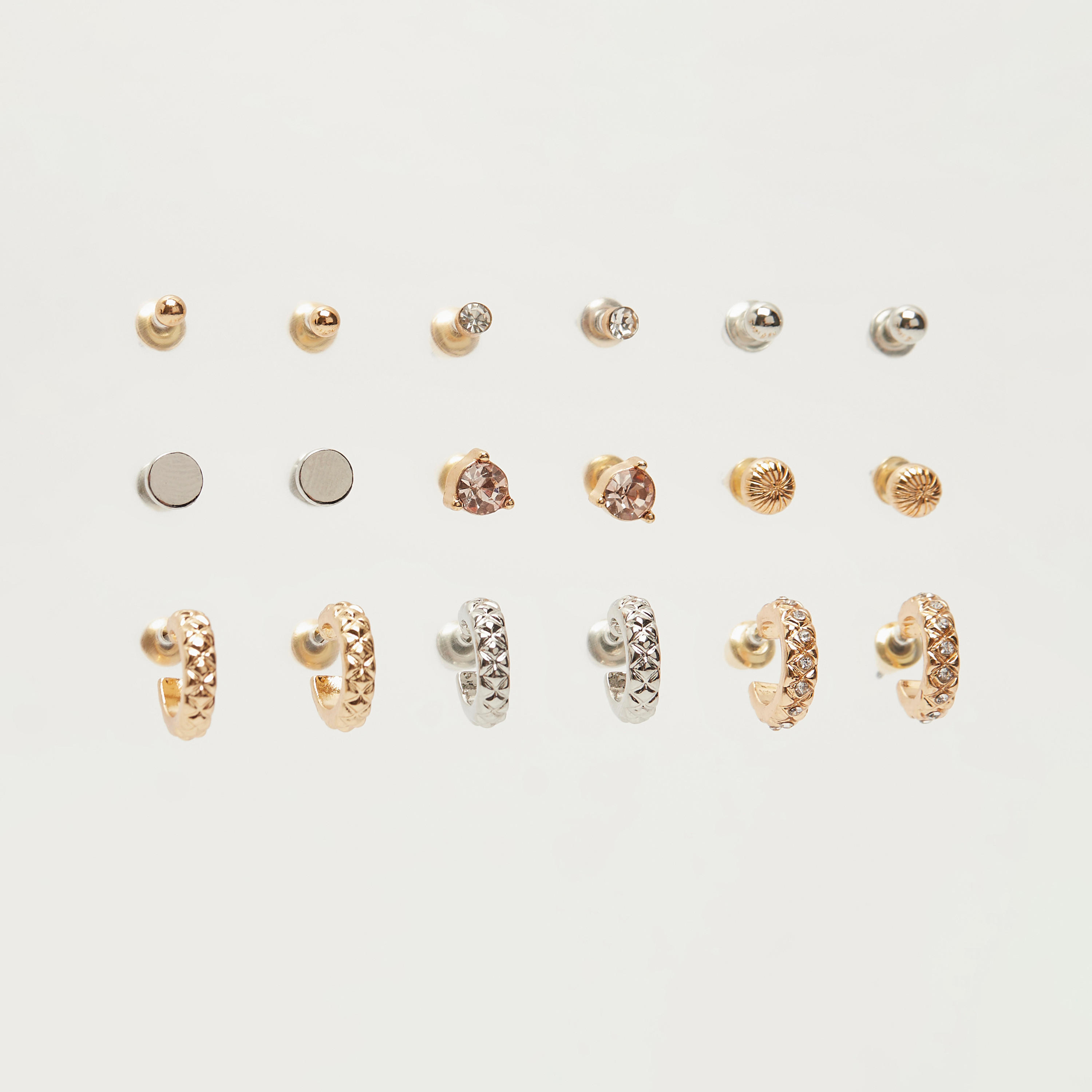 أقراط مرصّعة بمكبس إغلاق - طقم من 9 أزواج متنوّعة-women-watchesandjewellery-jewellery-earrings-image-4