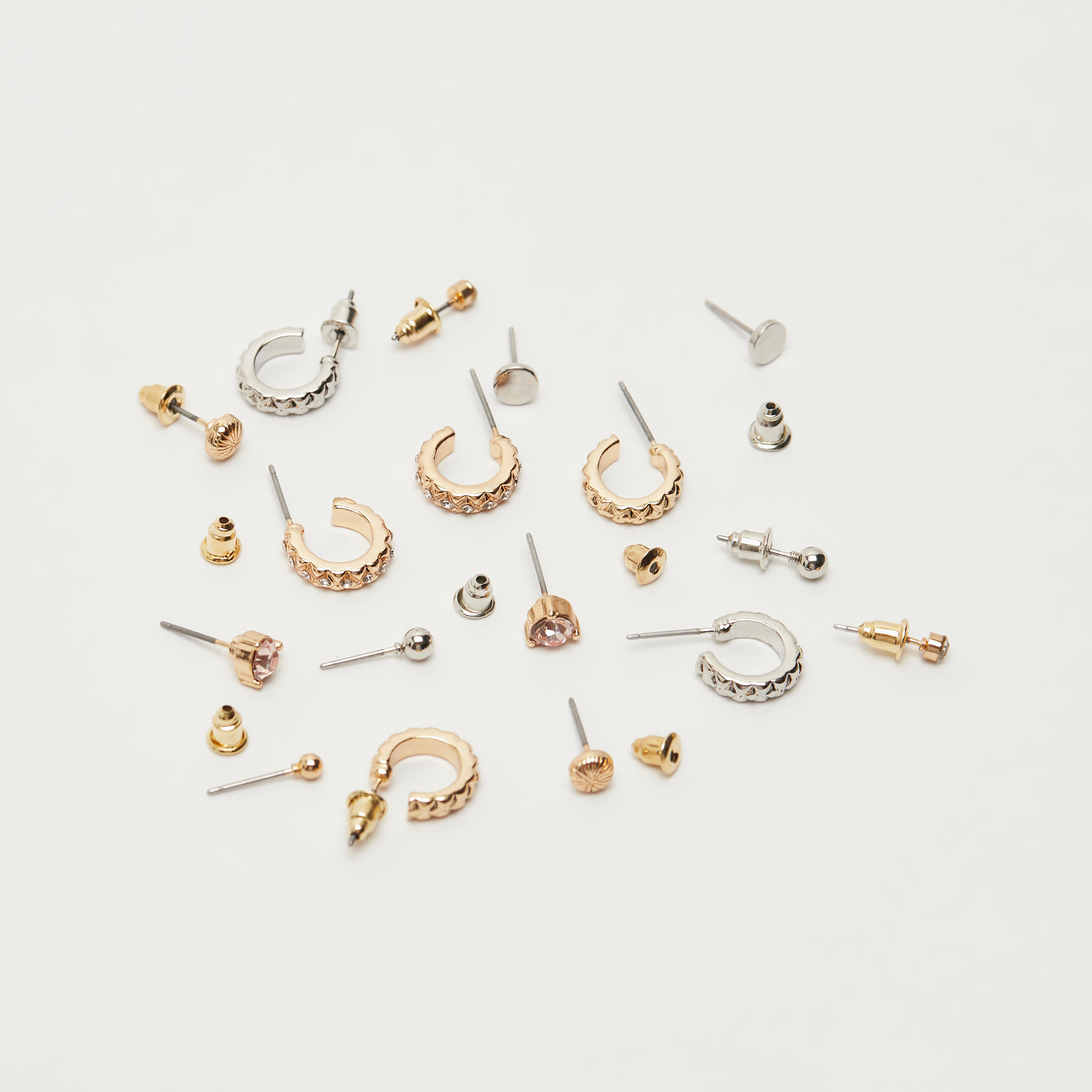 أقراط مرصّعة بمكبس إغلاق - طقم من 9 أزواج متنوّعة-women-watchesandjewellery-jewellery-earrings-image-3
