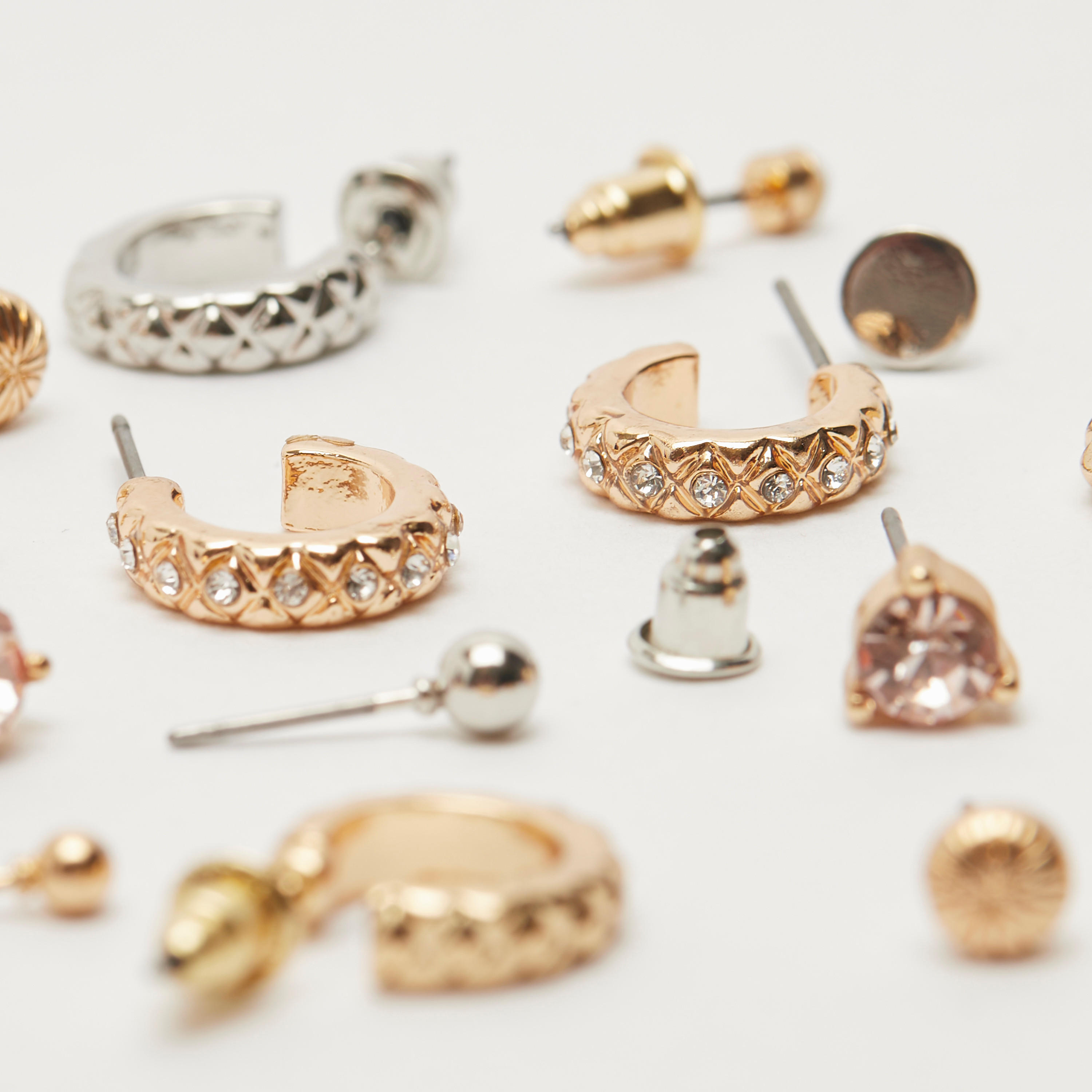أقراط مرصّعة بمكبس إغلاق - طقم من 9 أزواج متنوّعة-women-watchesandjewellery-jewellery-earrings-image-2