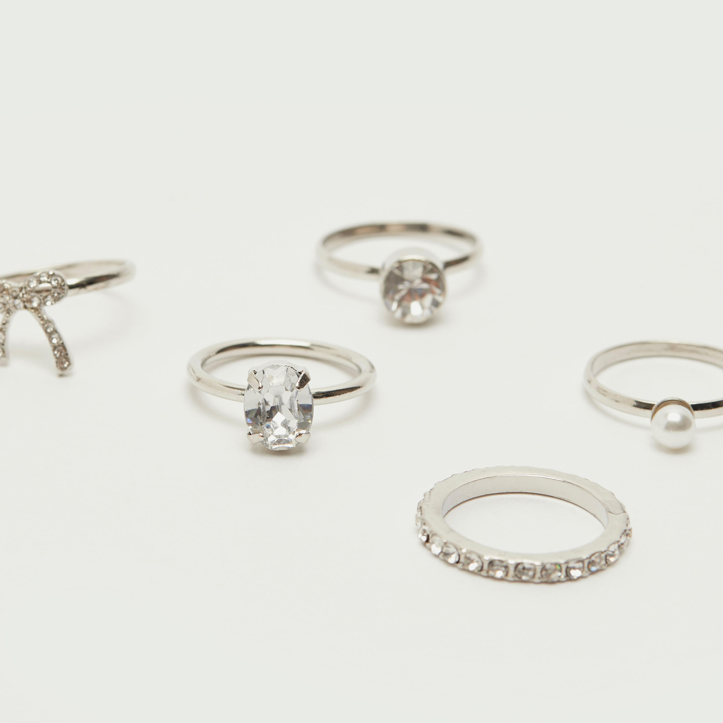 طقم خواتم مزيّنة - 5 قطع-women-watchesandjewellery-jewellery-rings-image-1