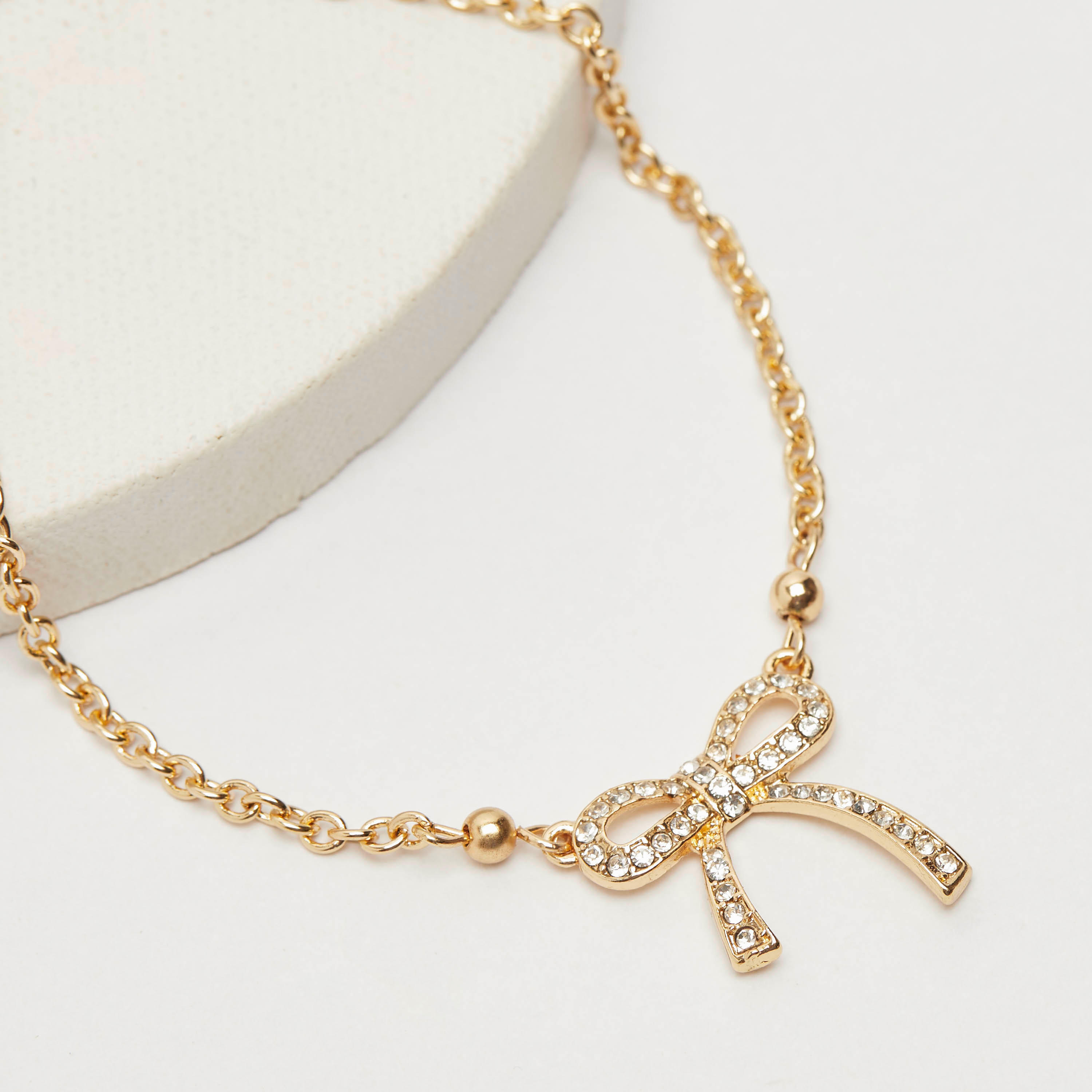 Embellished Bow Chain Link Bracelet with Lobster Clasp-women-watchesandjewellery-jewellery-banglesandbracelets-image-5