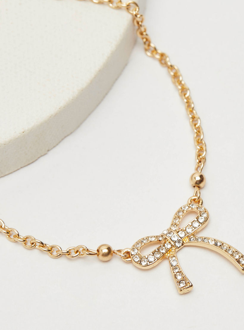 Embellished Bow Chain Link Bracelet with Lobster Clasp-women-watchesandjewellery-jewellery-banglesandbracelets-image-5