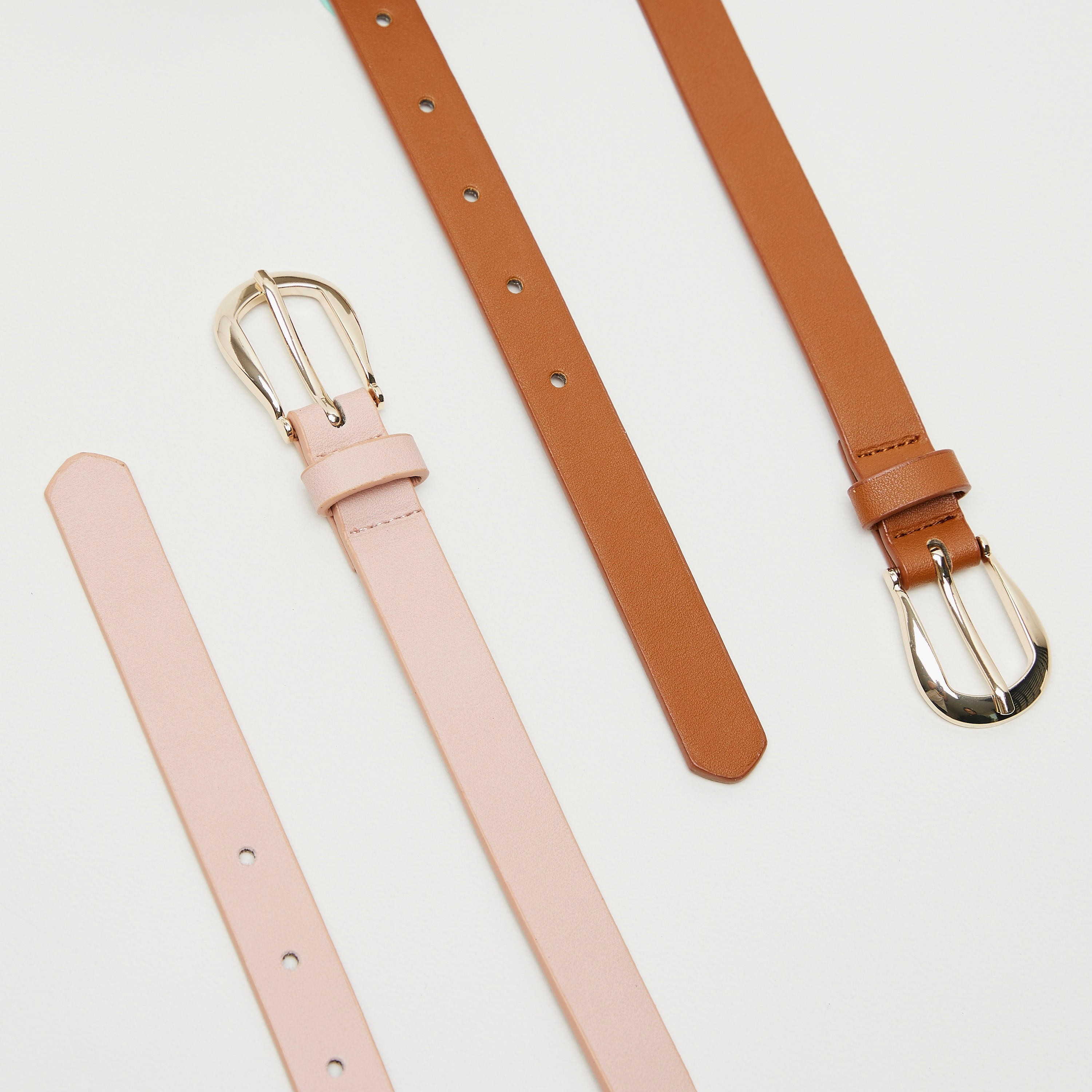 حزام جلد بارز الملمس بإبزيم إغلاق بدبوس - طقم من قطعتين-women-clothingaccessories-belts-image-6