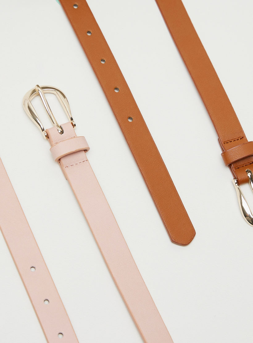 Set of 2 - Textured Leather Belt with Pin Buckle Closure-women-clothingaccessories-belts-image-6