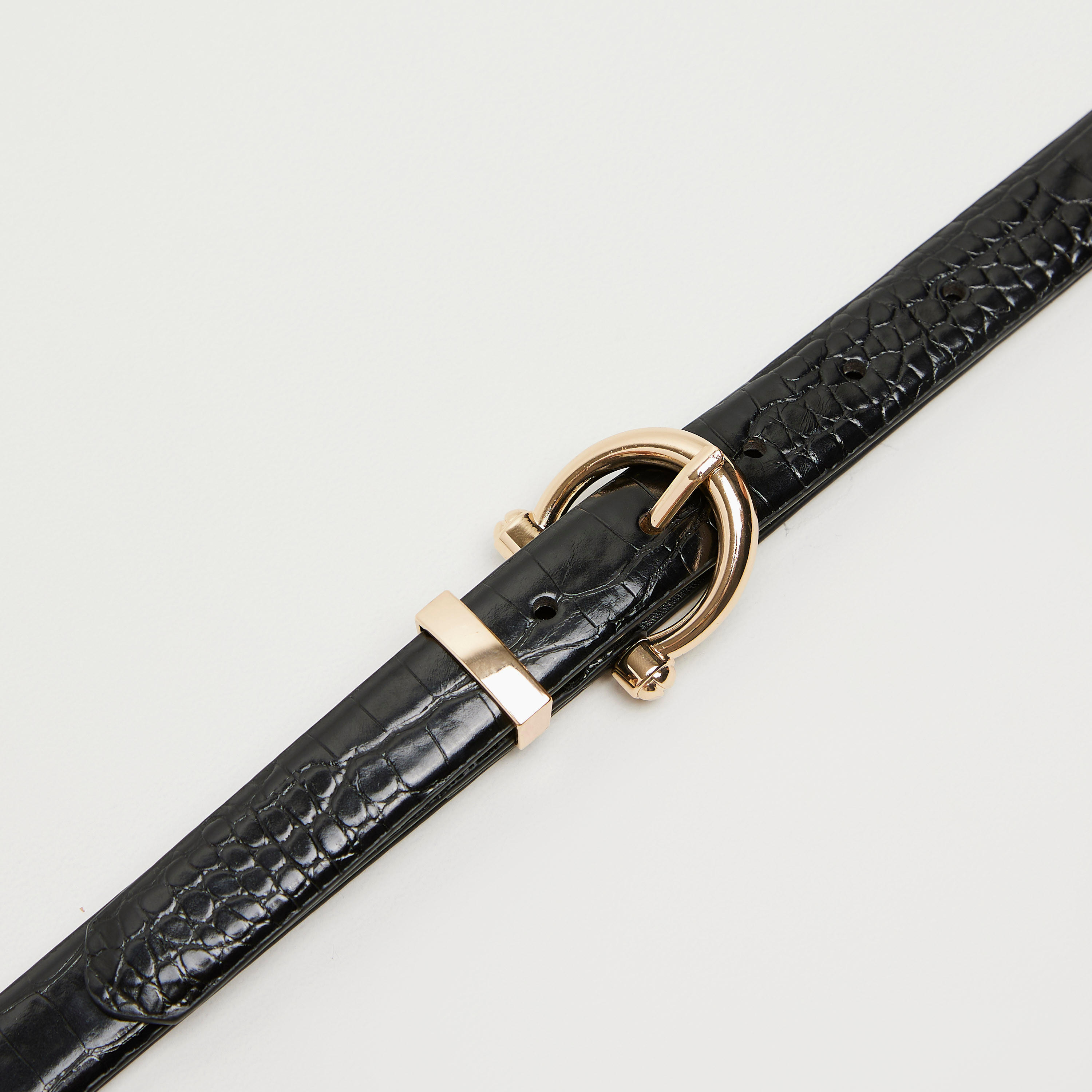 حزام رسمي بتصميم تمساح بارز الملمس بإبزيم بدبوس إغلاق-women-clothingaccessories-belts-image-3