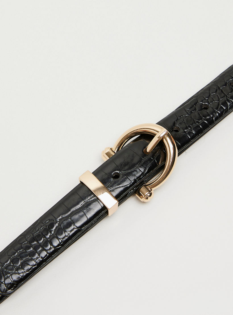 حزام رسمي بتصميم تمساح بارز الملمس بإبزيم بدبوس إغلاق-women-clothingaccessories-belts-image-3