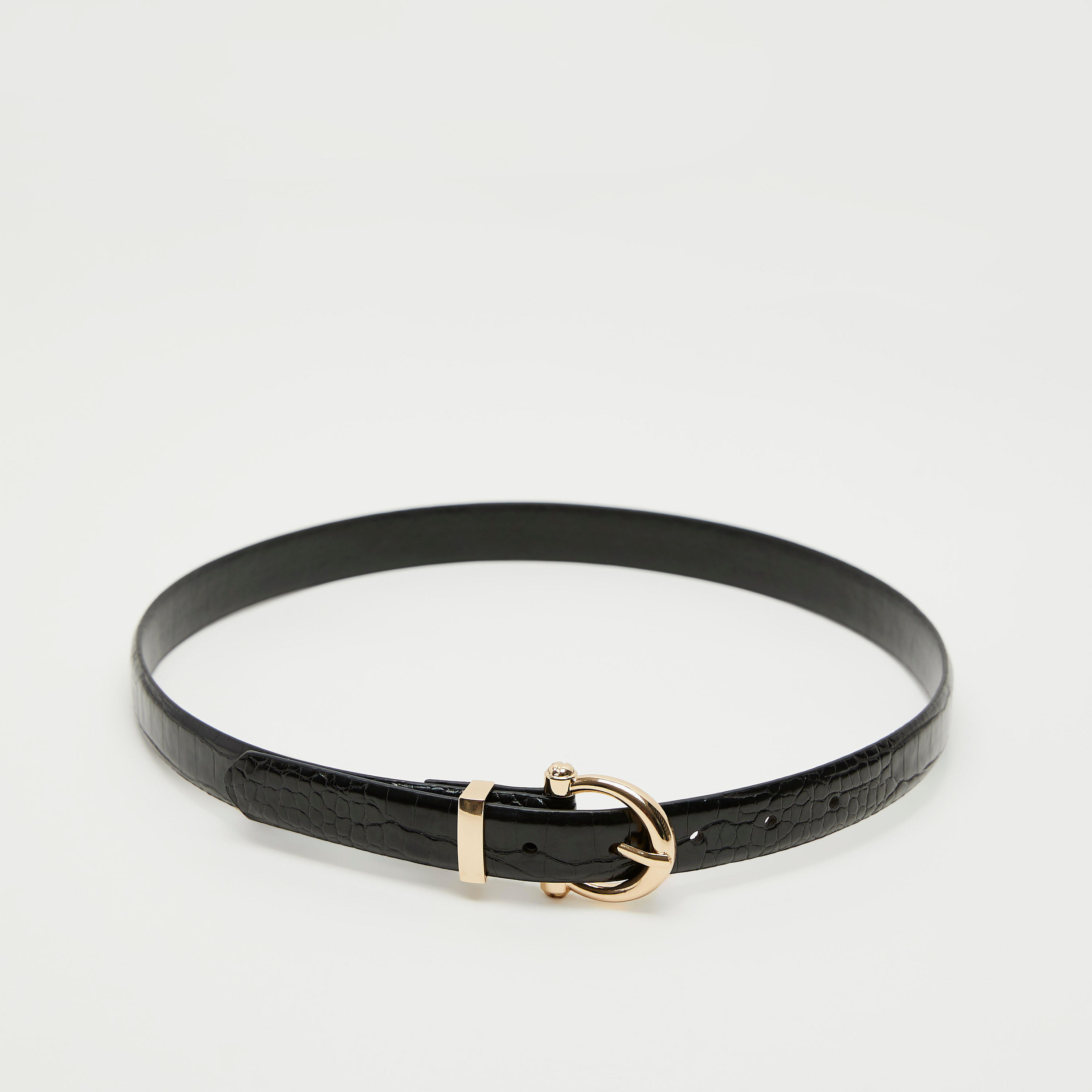 حزام رسمي بتصميم تمساح بارز الملمس بإبزيم بدبوس إغلاق-women-clothingaccessories-belts-image-4