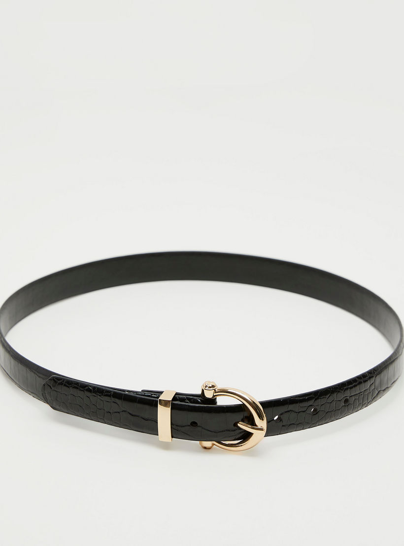 حزام رسمي بتصميم تمساح بارز الملمس بإبزيم بدبوس إغلاق-women-clothingaccessories-belts-image-4
