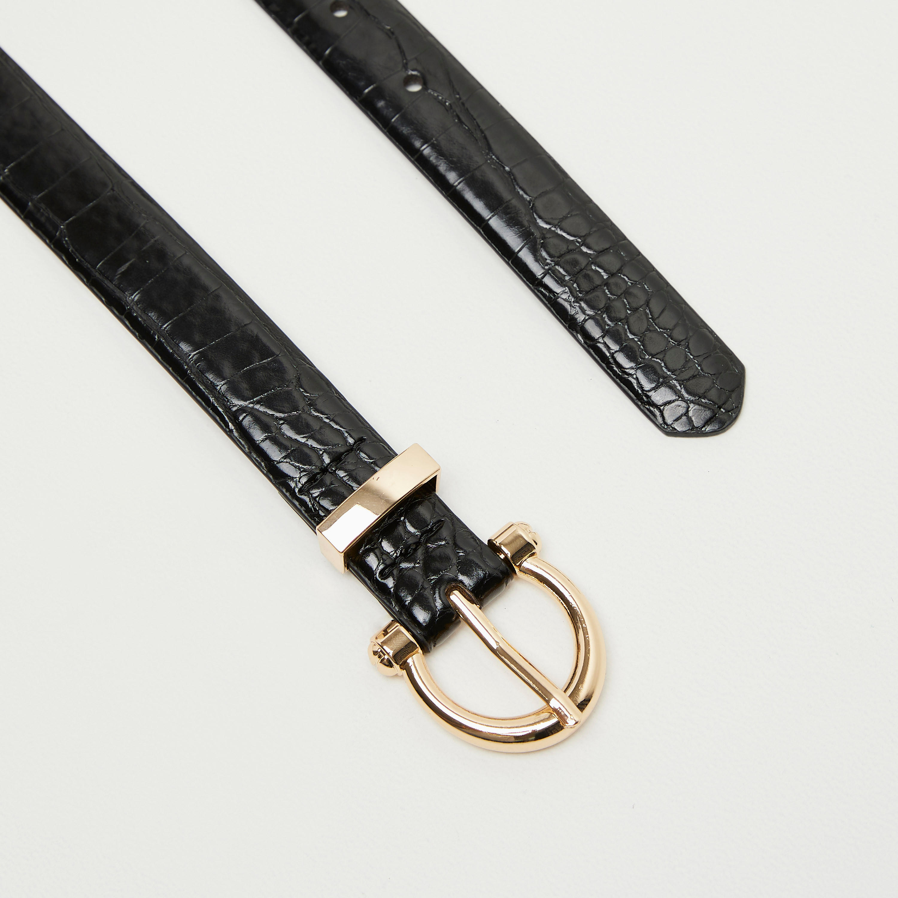 حزام رسمي بتصميم تمساح بارز الملمس بإبزيم بدبوس إغلاق-women-clothingaccessories-belts-image-5