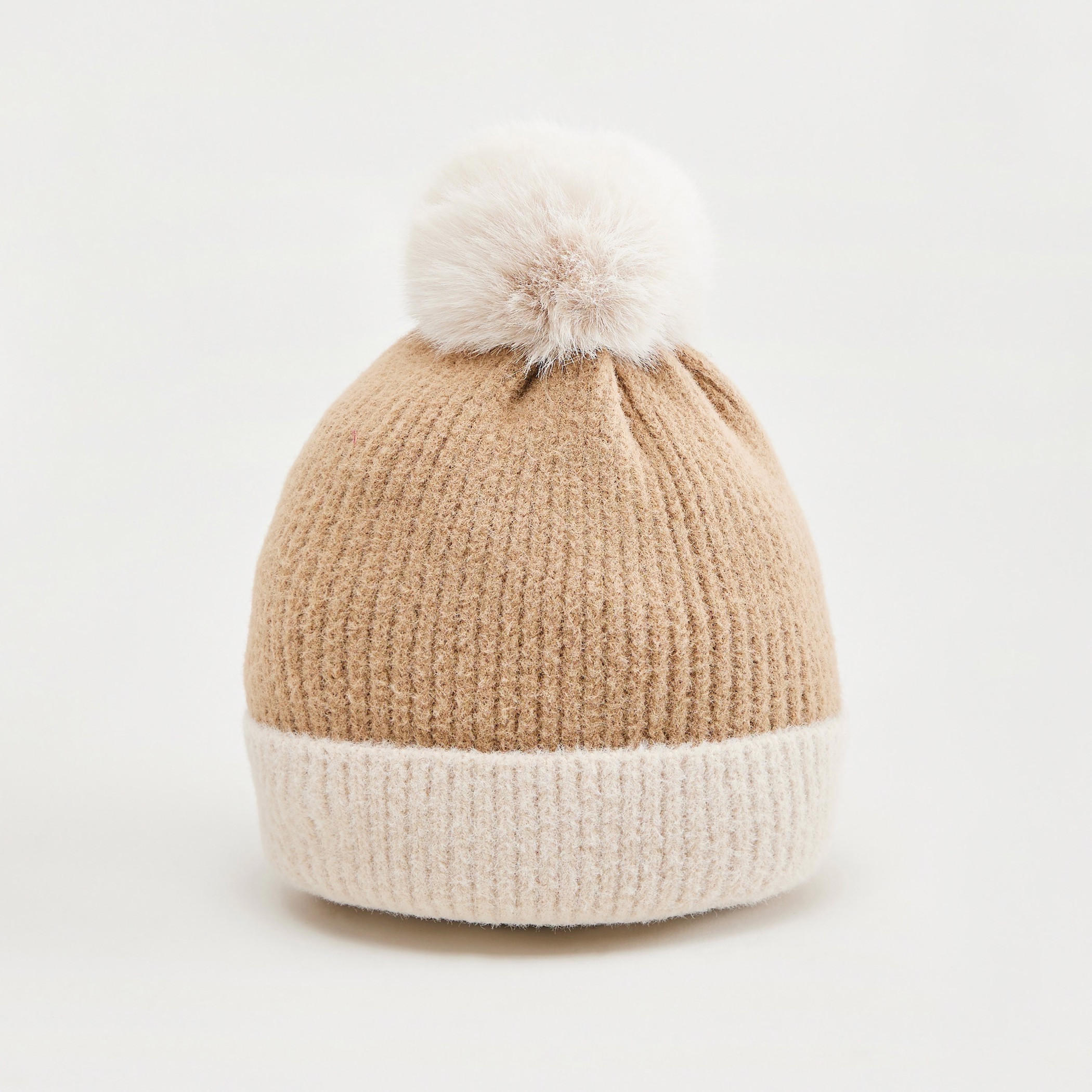 Textured Beanie Cap with Pom Pom Accent-women-clothingaccessories-capsandhats-image-1