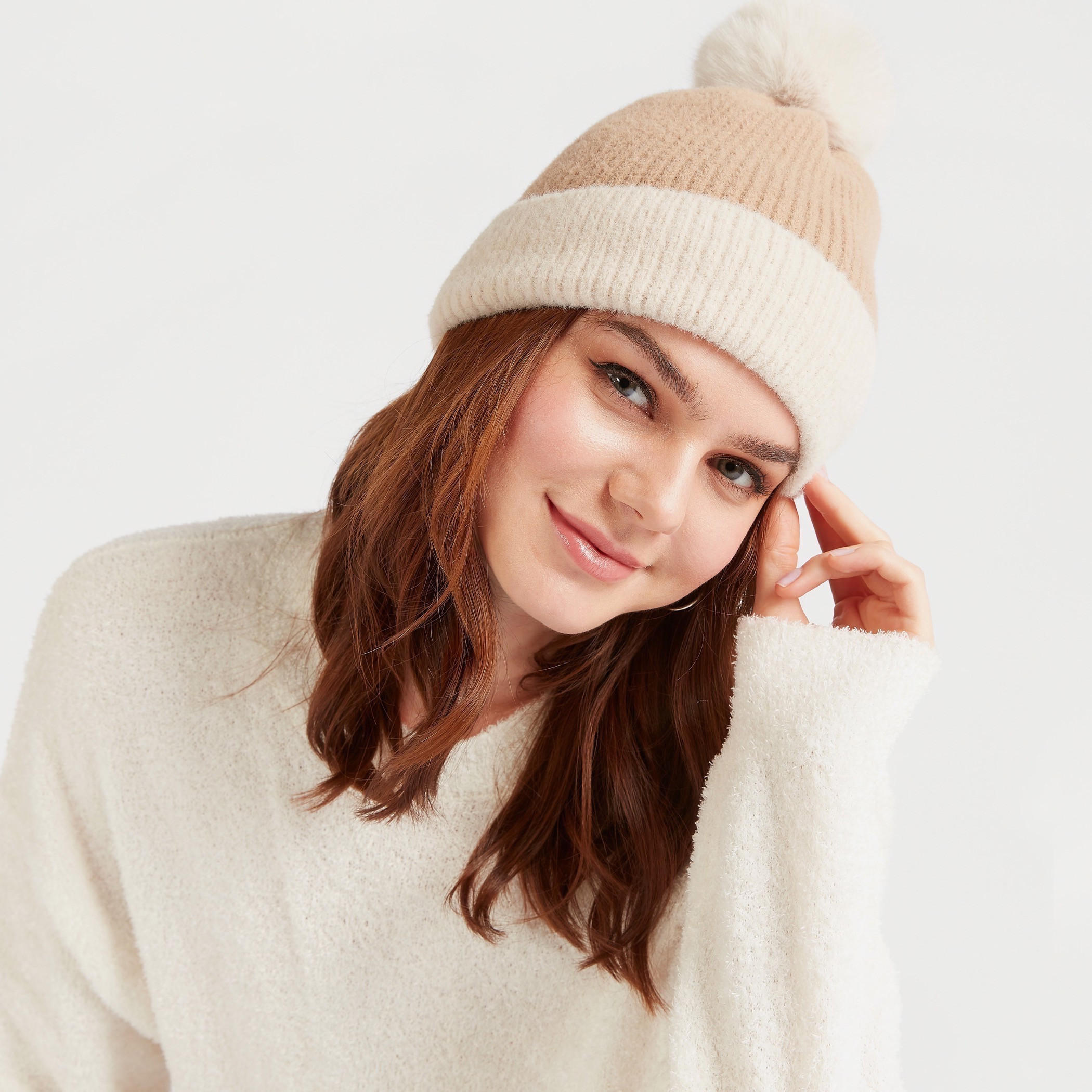 Textured Beanie Cap with Pom Pom Accent-women-clothingaccessories-capsandhats-image-2