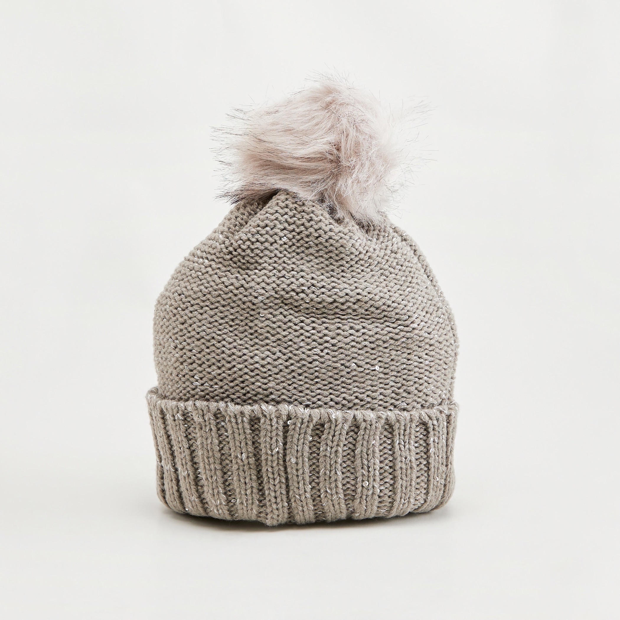 Textured Beanie Cap with Pom Pom Accent-women-clothingaccessories-capsandhats-image-4