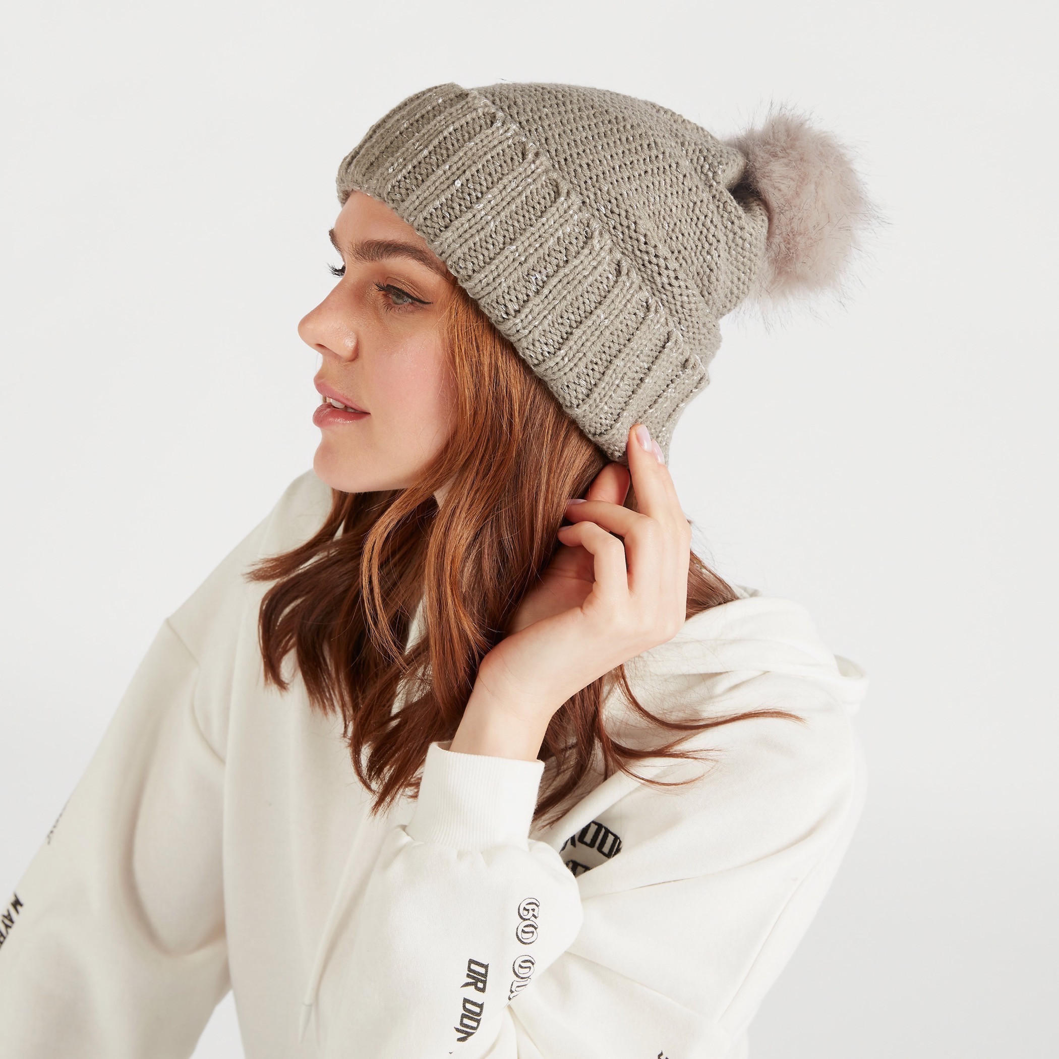 Textured Beanie Cap with Pom Pom Accent-women-clothingaccessories-capsandhats-image-2
