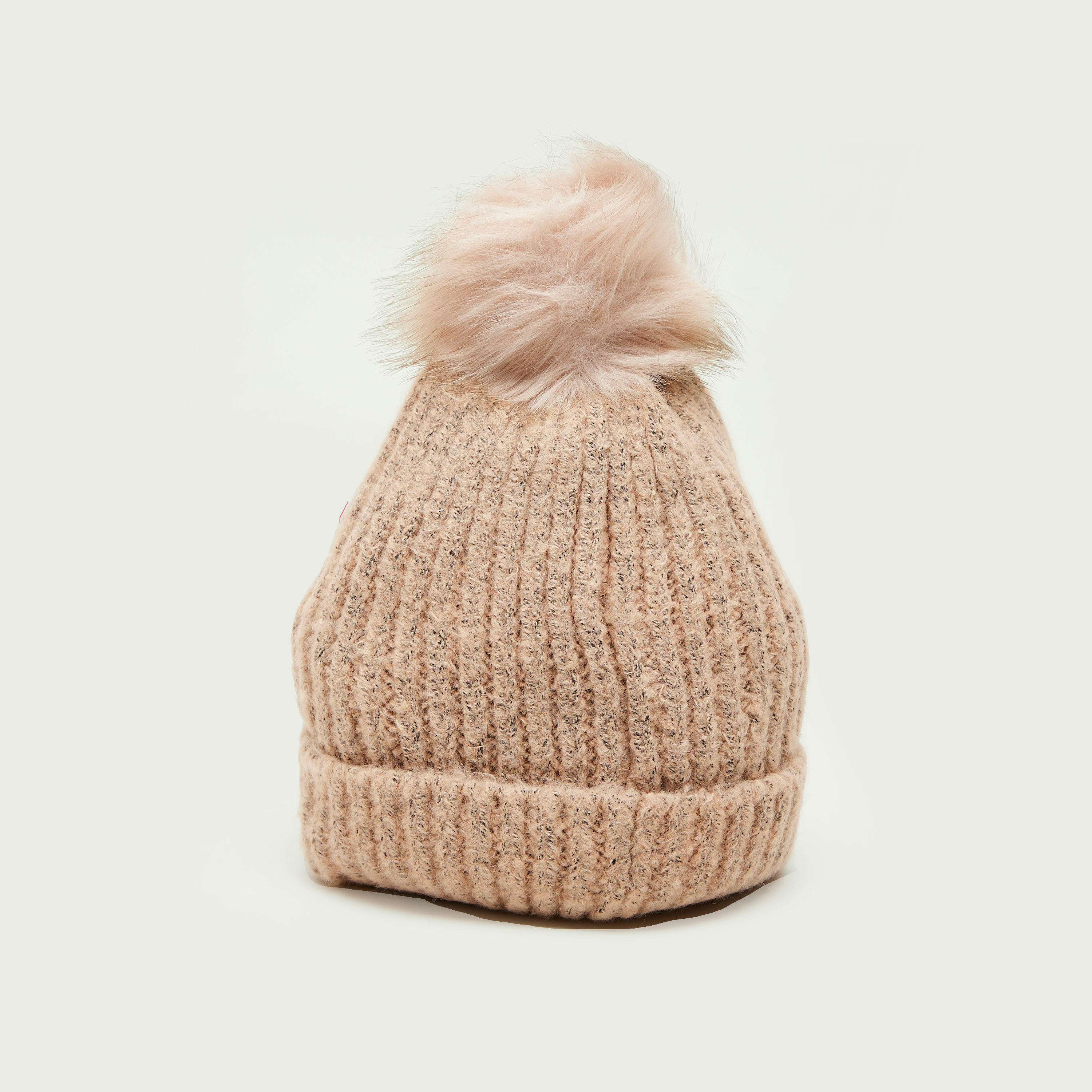 كاب بيني مضلّعة بكرات بوم بوم من الفرو الصناعي-women-clothingaccessories-capsandhats-image-4
