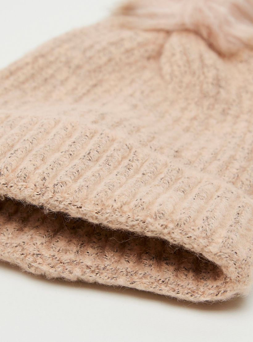 كاب بيني مضلّعة بكرات بوم بوم من الفرو الصناعي-women-clothingaccessories-capsandhats-image-5