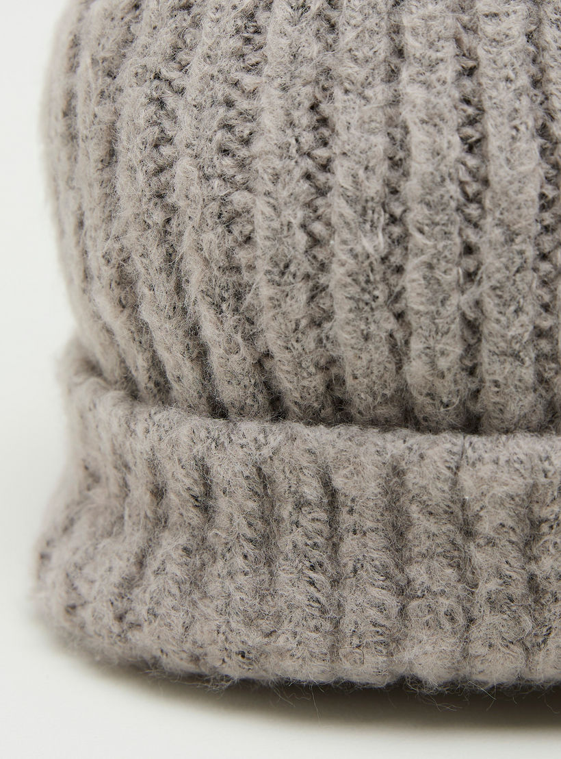 Ribbed Beanie Cap with Faux Fur Pom Pom-women-clothingaccessories-capsandhats-image-3