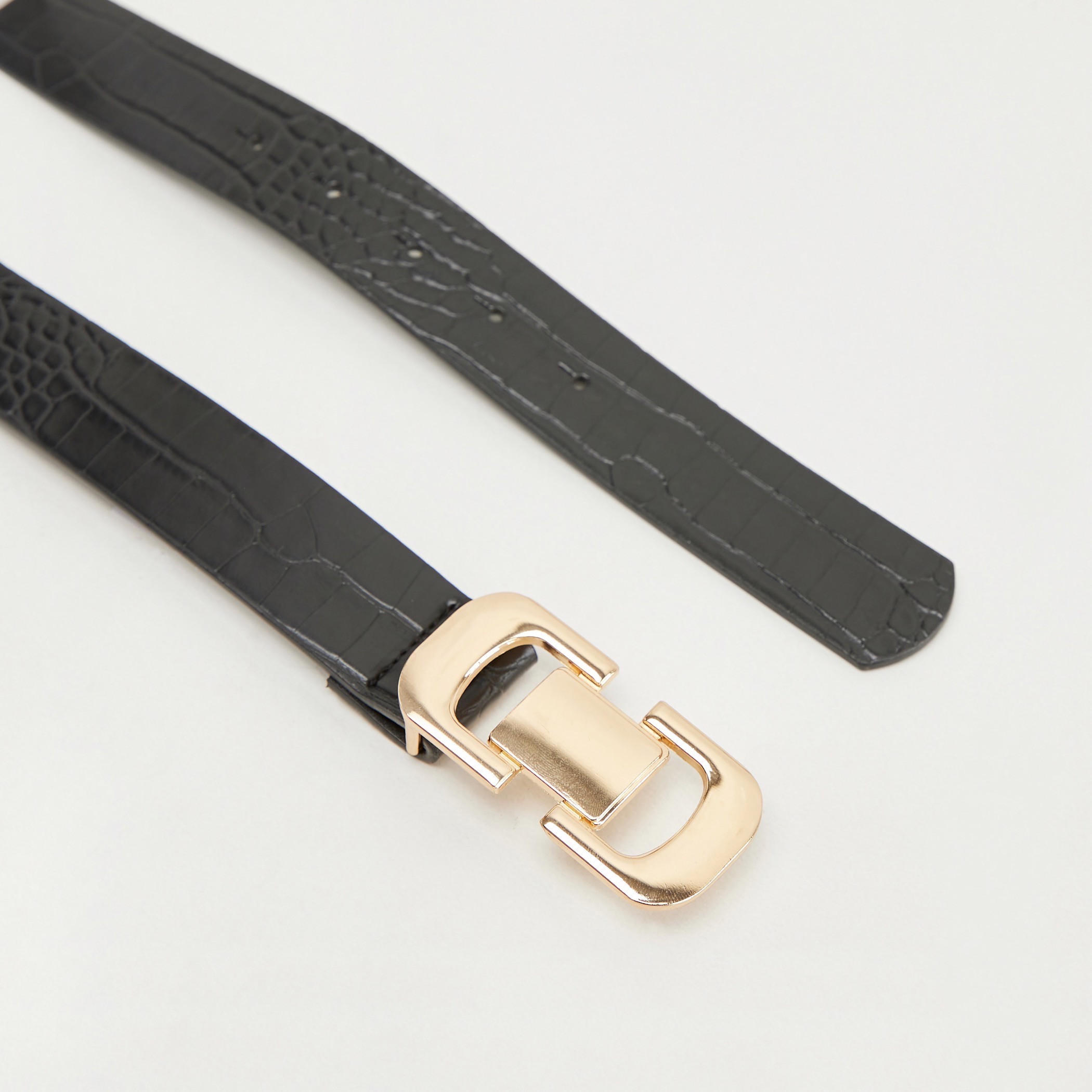 حزام بارز الملمس بتصميم جلد حيوانات وإبزيم إغلاق-women-clothingaccessories-belts-image-2