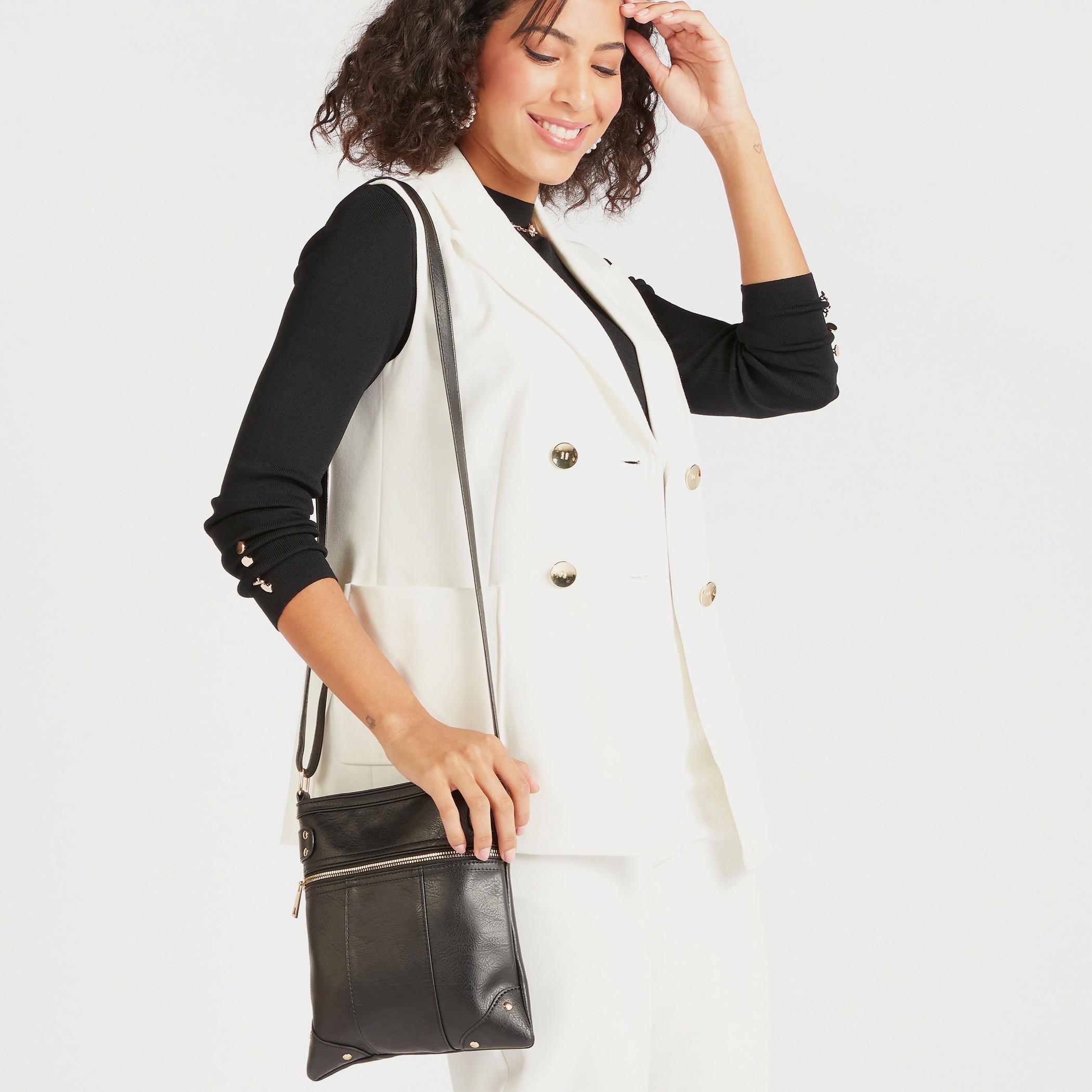 شنطة كروس بودي بارزة الملمس بسحّاب إغلاق وحزام قابل للتّعديل-women-bagsandwallets-handbags-image-2