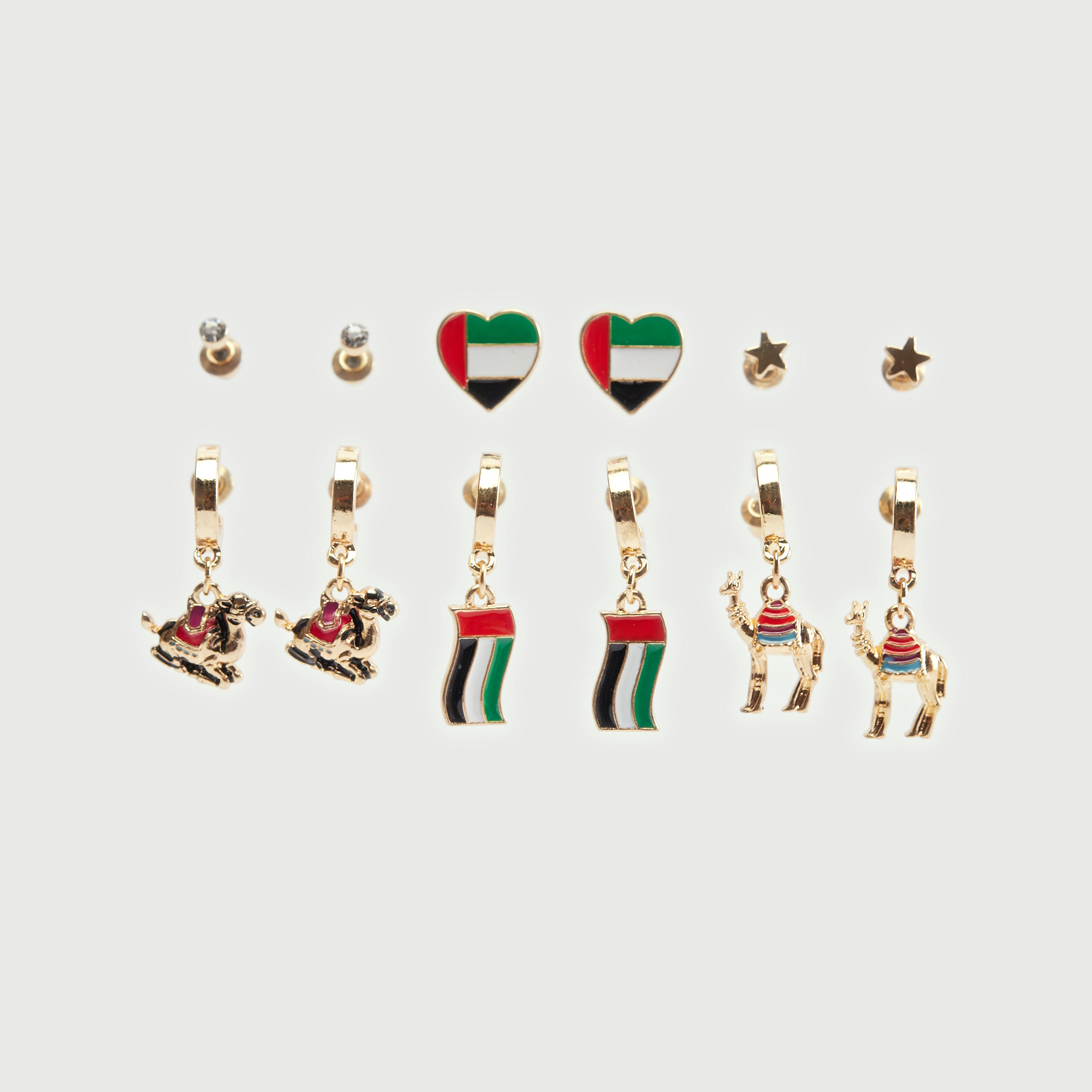 Set of 6 - UAE Themed Assorted Earrings with Pushback Closure-women-watchesandjewellery-jewellery-earrings-image-1