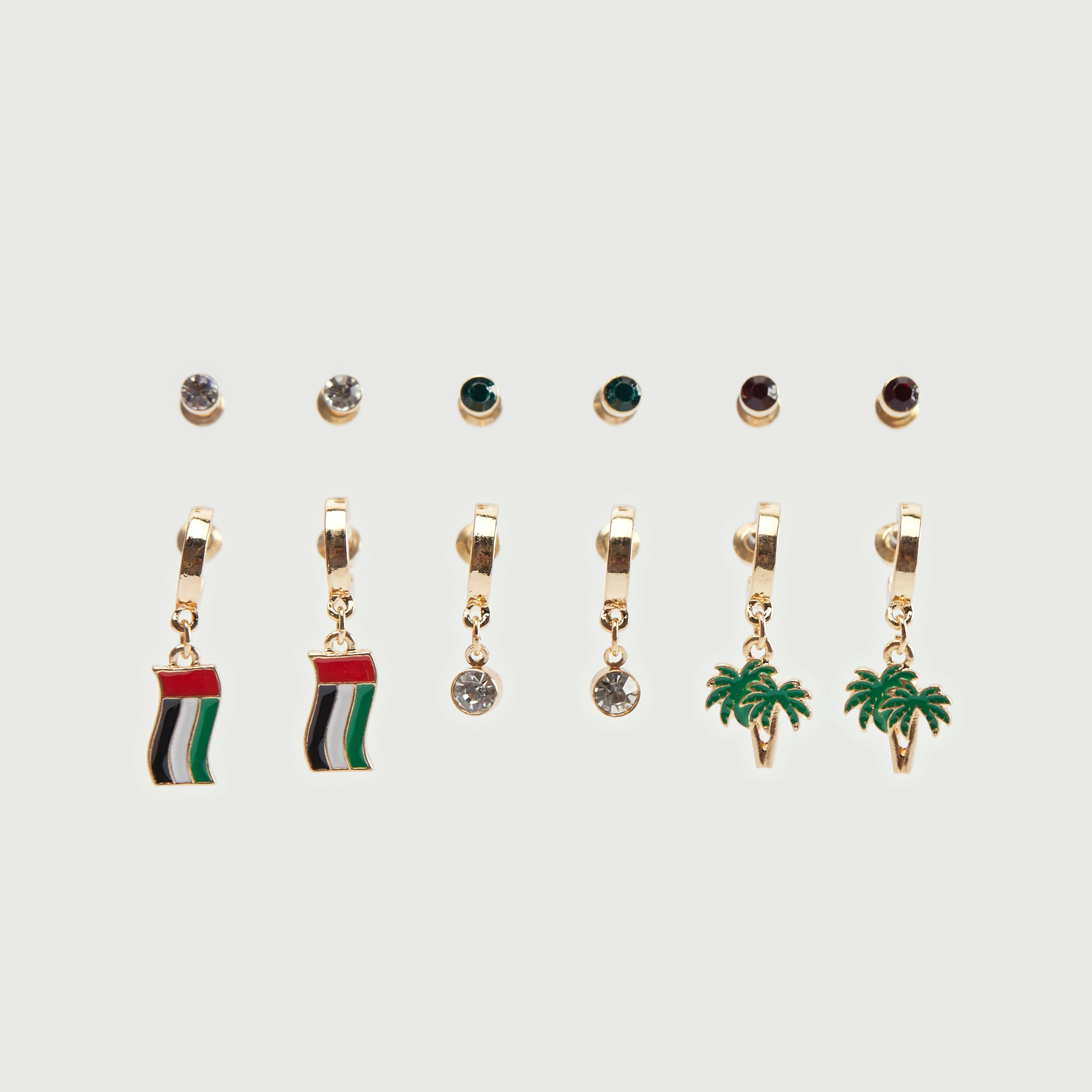 حلقان مزيّنة بمكبس إغلاق - طقم من 6-women-watchesandjewellery-jewellery-earrings-image-1