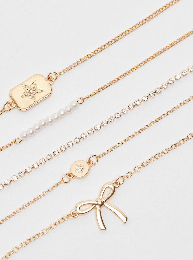 أساور مزيّنة بمشبك إغلاق - طقم من 5 قطع-women-watchesandjewellery-jewellery-banglesandbracelets-image-5