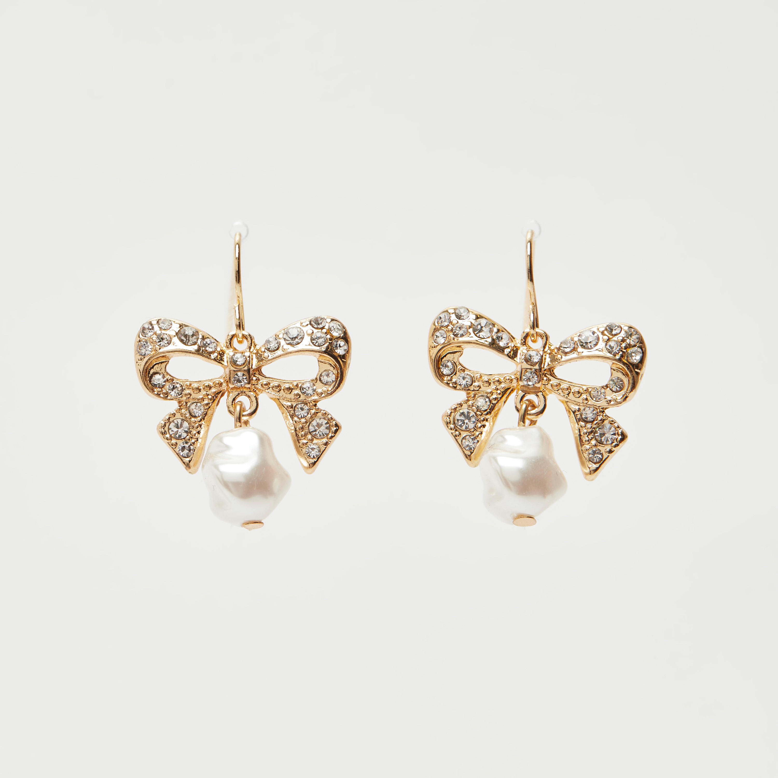 Embellished Bow Patterned Dangler Earrings-women-watchesandjewellery-jewellery-earrings-image-1