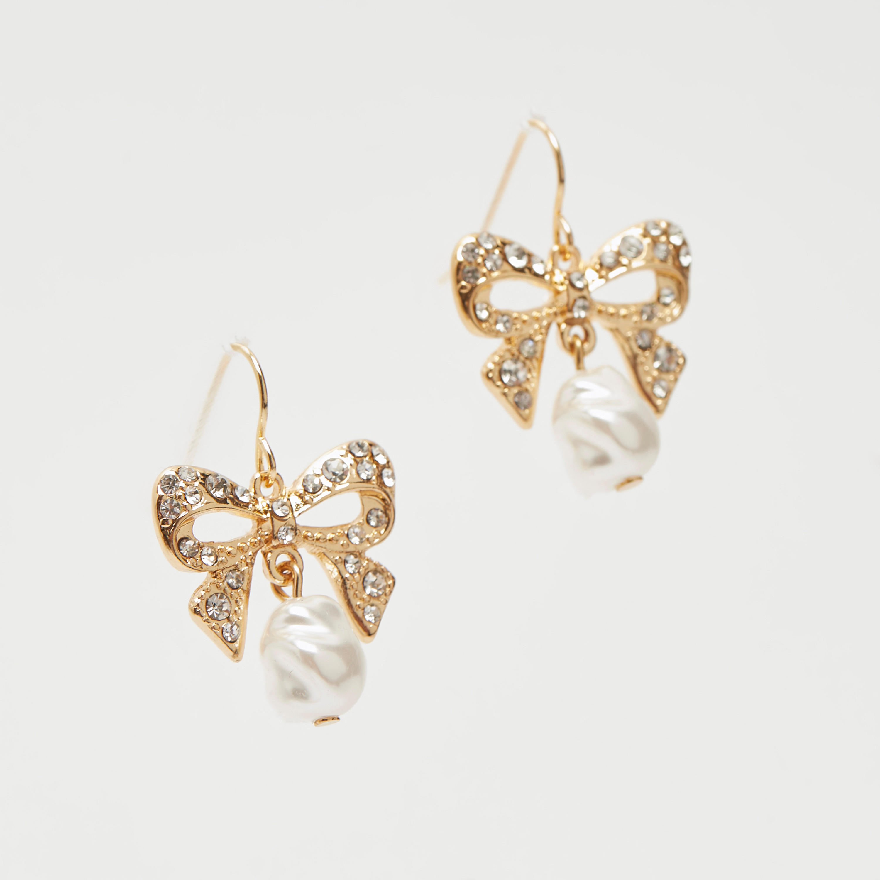 Embellished Bow Patterned Dangler Earrings-women-watchesandjewellery-jewellery-earrings-image-2