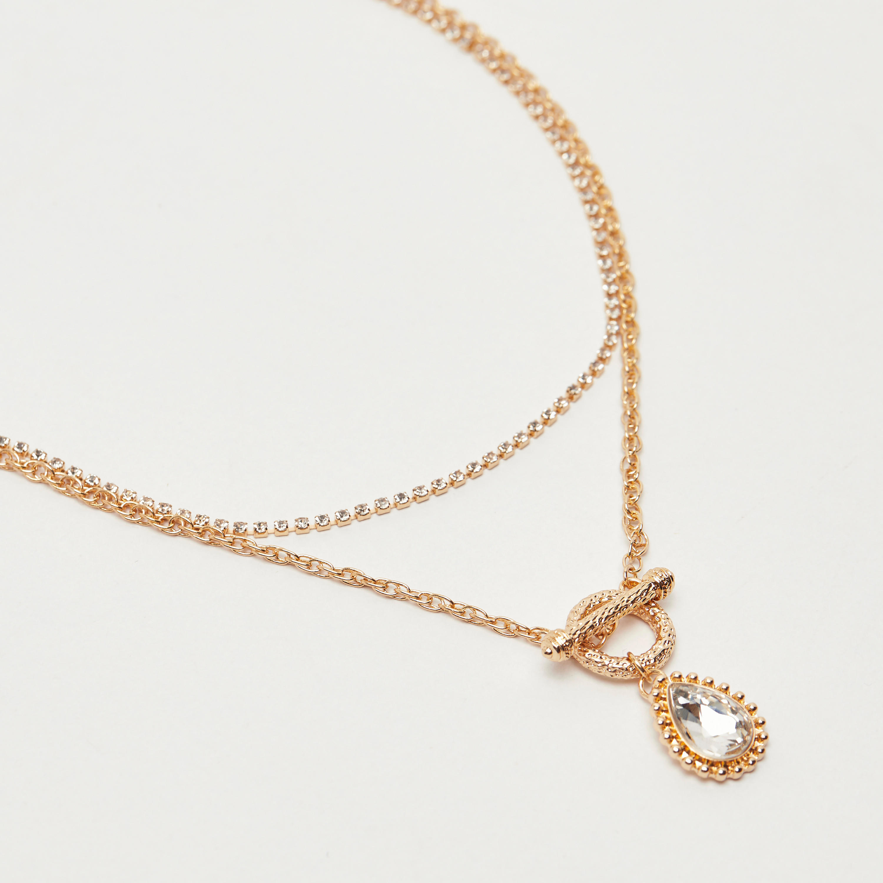 قلادة بدلّاية مزدوجة مزيّنة بدلّاية قطرة-women-watchesandjewellery-jewellery-necklacesandpendants-image-1