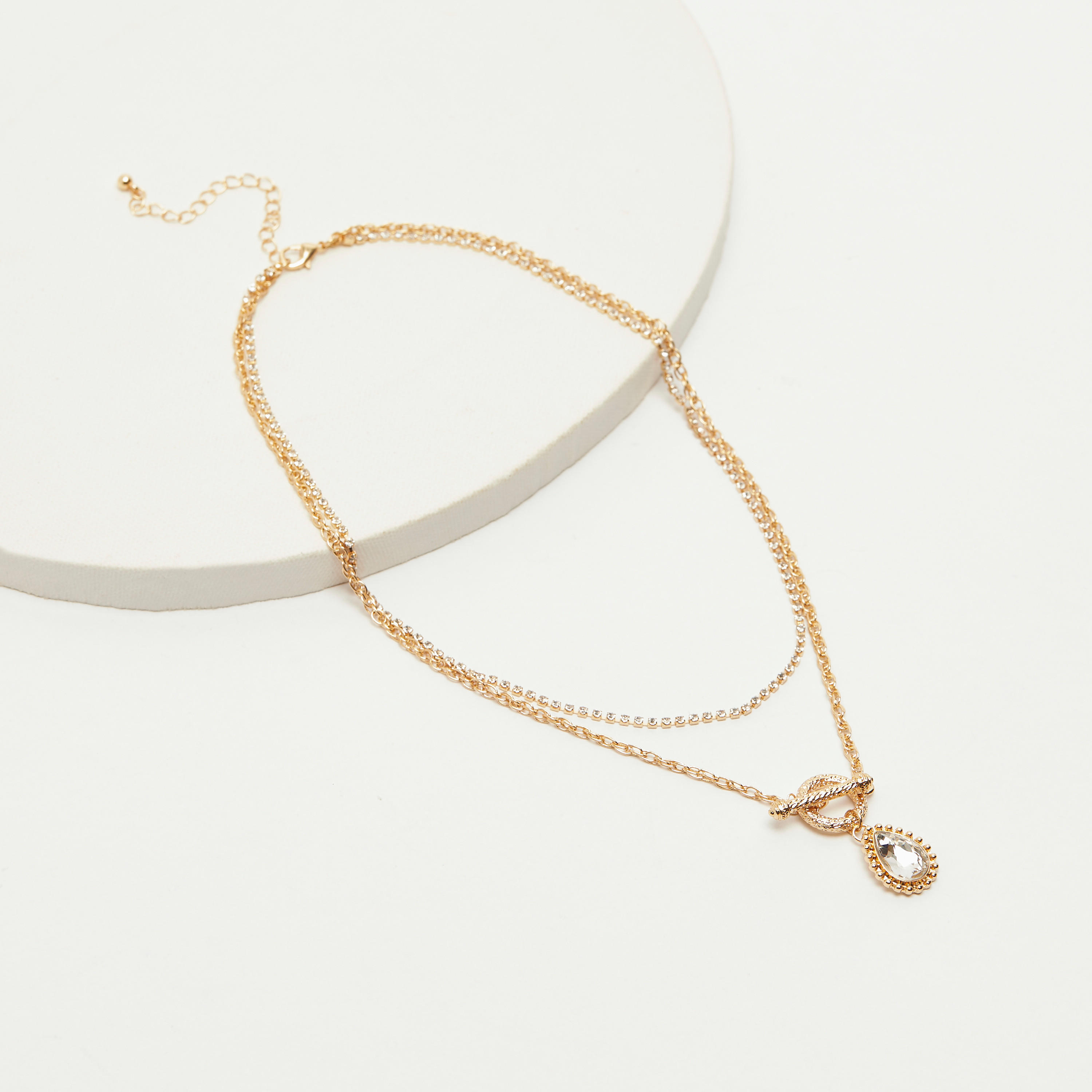 قلادة بدلّاية مزدوجة مزيّنة بدلّاية قطرة-women-watchesandjewellery-jewellery-necklacesandpendants-image-5