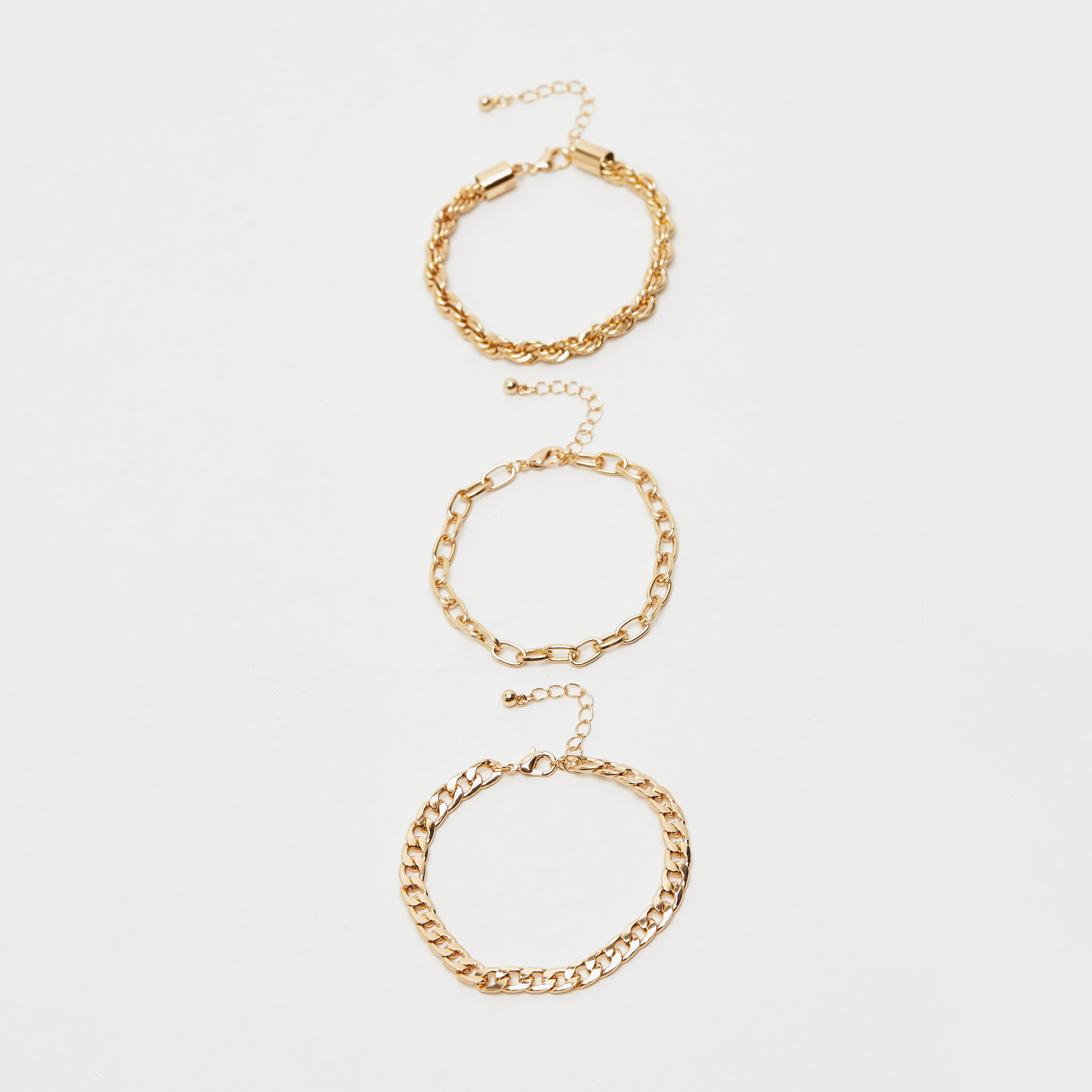 أساور سلسلة بمشبك إغلاق - طقم من 3 قطع-women-watchesandjewellery-jewellery-banglesandbracelets-image-1