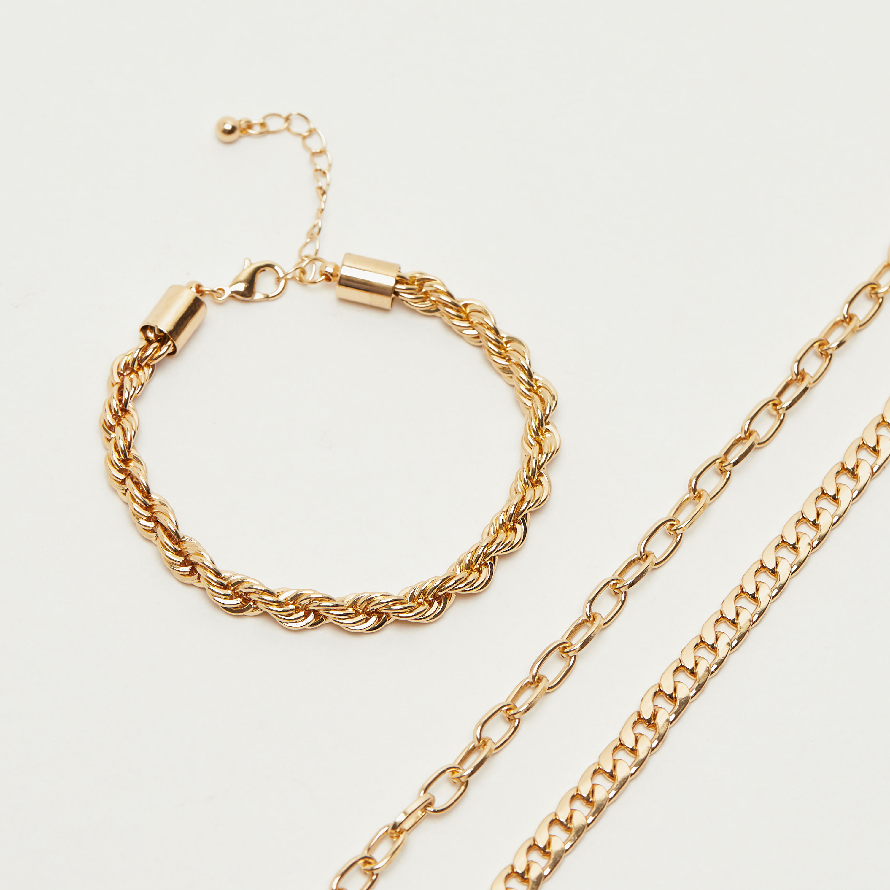 أساور سلسلة بمشبك إغلاق - طقم من 3 قطع-women-watchesandjewellery-jewellery-banglesandbracelets-image-3