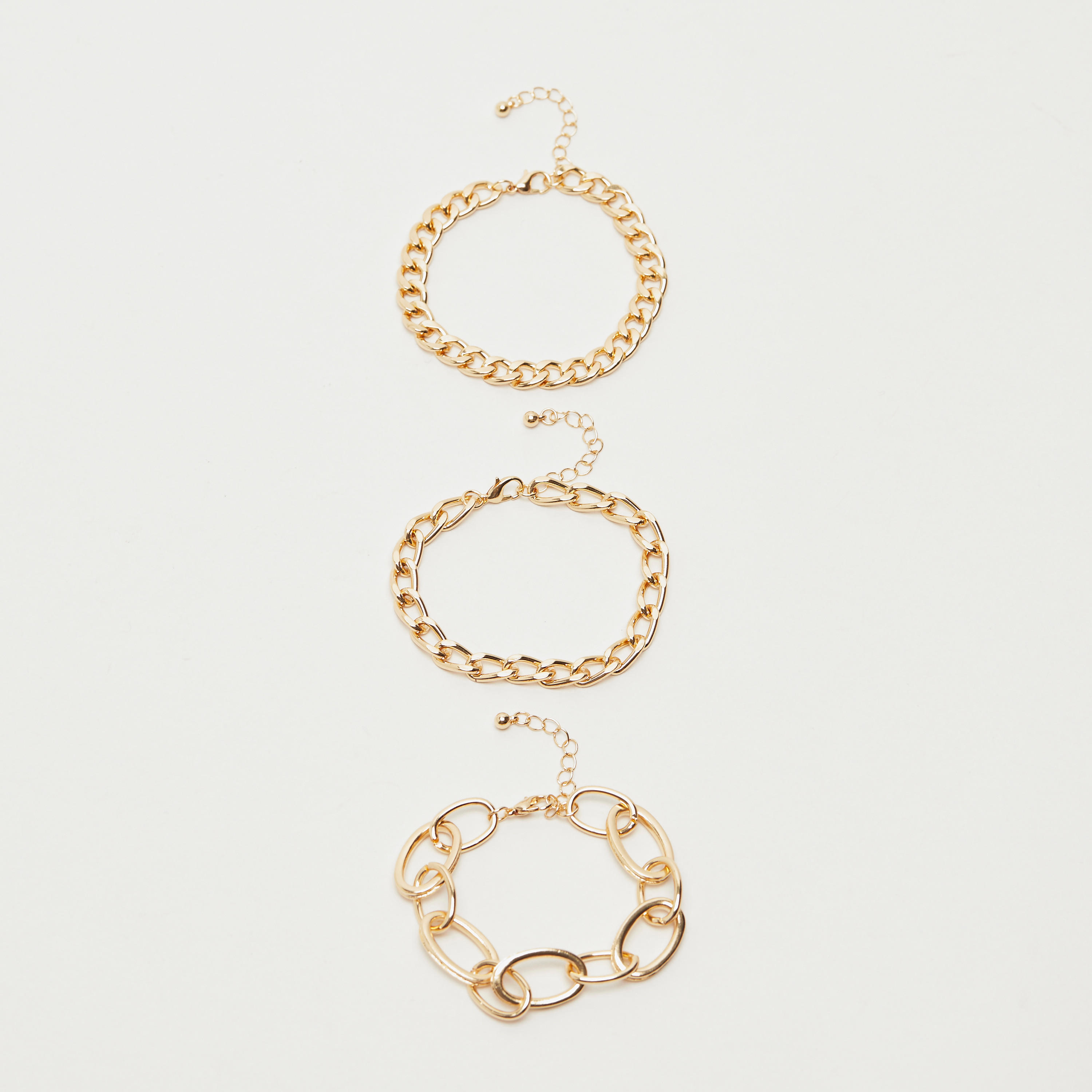 Set of 3 - Metallic Chainlink Bracelet-women-watchesandjewellery-jewellery-banglesandbracelets-image-1