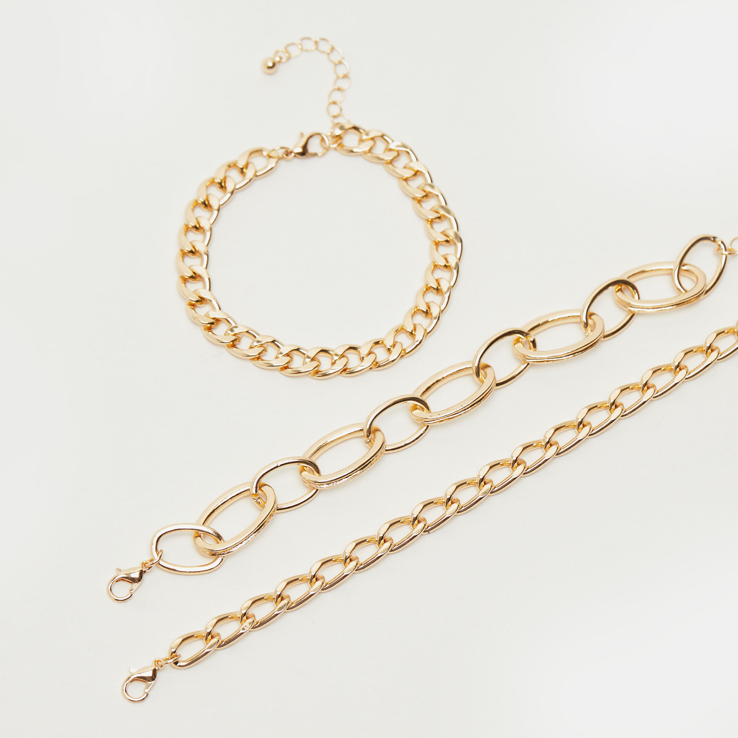 Set of 3 - Metallic Chainlink Bracelet-women-watchesandjewellery-jewellery-banglesandbracelets-image-3