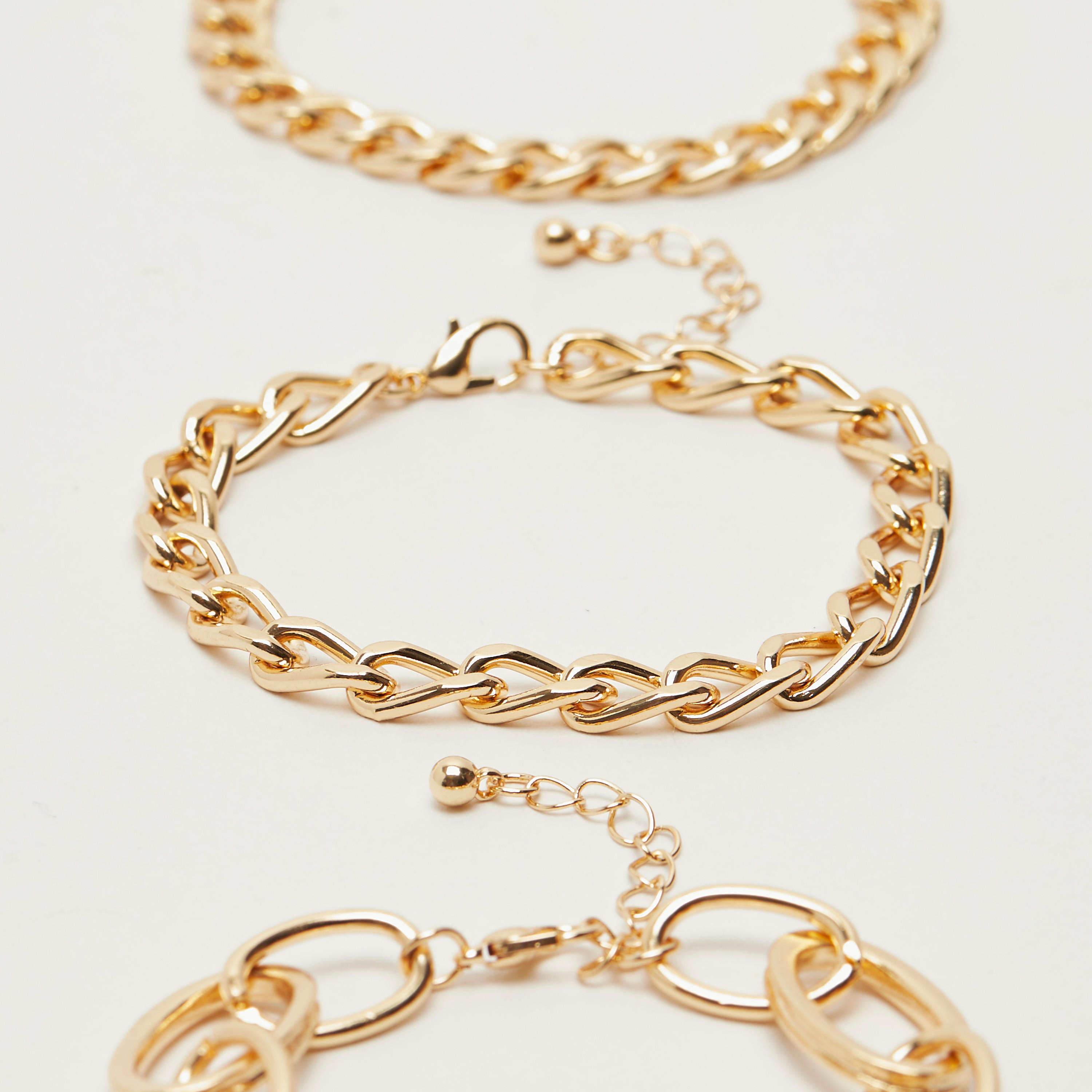 Set of 3 - Metallic Chainlink Bracelet-women-watchesandjewellery-jewellery-banglesandbracelets-image-5