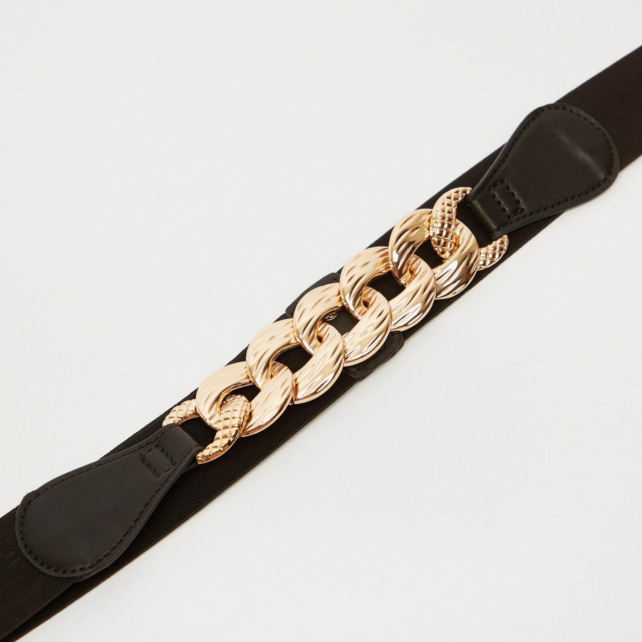حزام بارز الملمس بزر إغلاق كباس وزينة سلسلة-women-clothingaccessories-belts-image-3