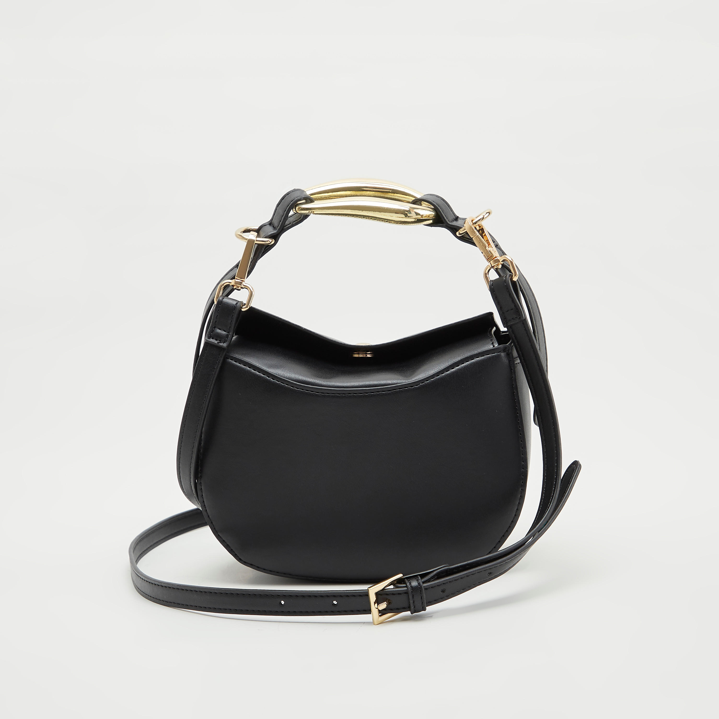 Solid Crossbody Bag with Adjustable Strap and Snap Button Closure-women-bagsandwallets-handbags-image-1