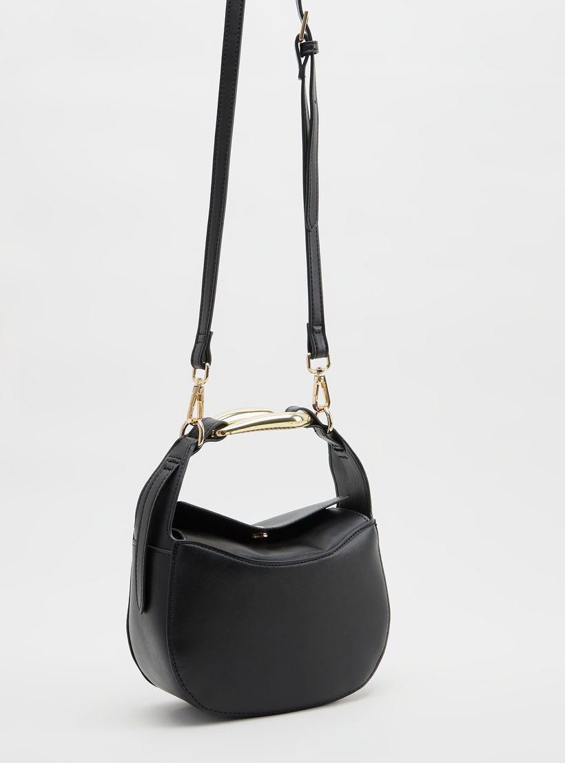 Solid Crossbody Bag with Adjustable Strap and Snap Button Closure-women-bagsandwallets-handbags-image-3