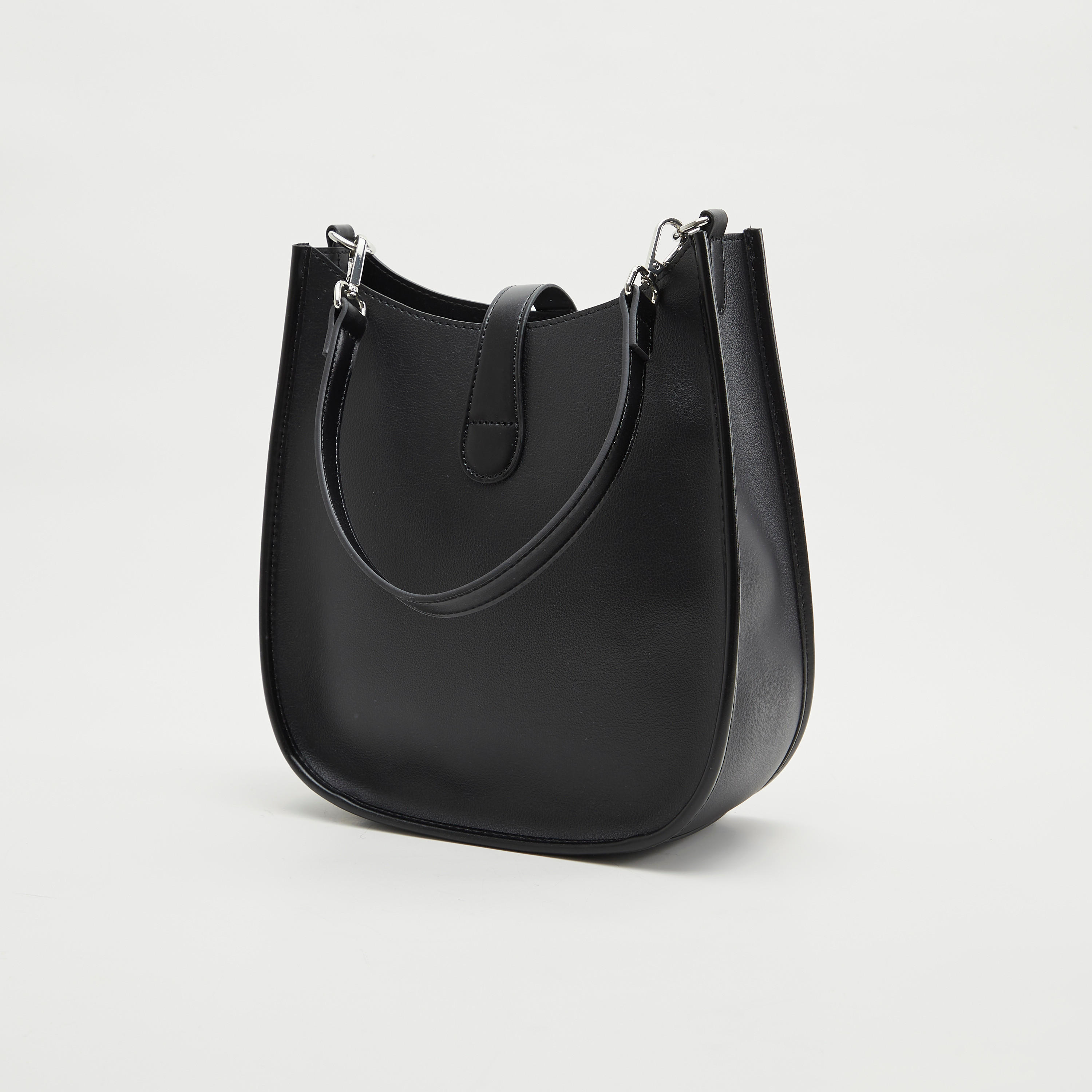 Solid Hobo Bag with Detachable Strap and Lock Clasp Closure-women-bagsandwallets-handbags-image-5